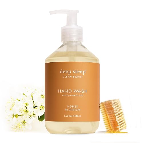 Deep Steep Liquid Hand Wash, Honey Blossom, 17.6 oz - Moisturizing Cleanser with Olive Oil, Aloe Vera, Glycerin & Hyaluronic Acid - Vegan, Clean Beauty & Personal Care Deep Steep