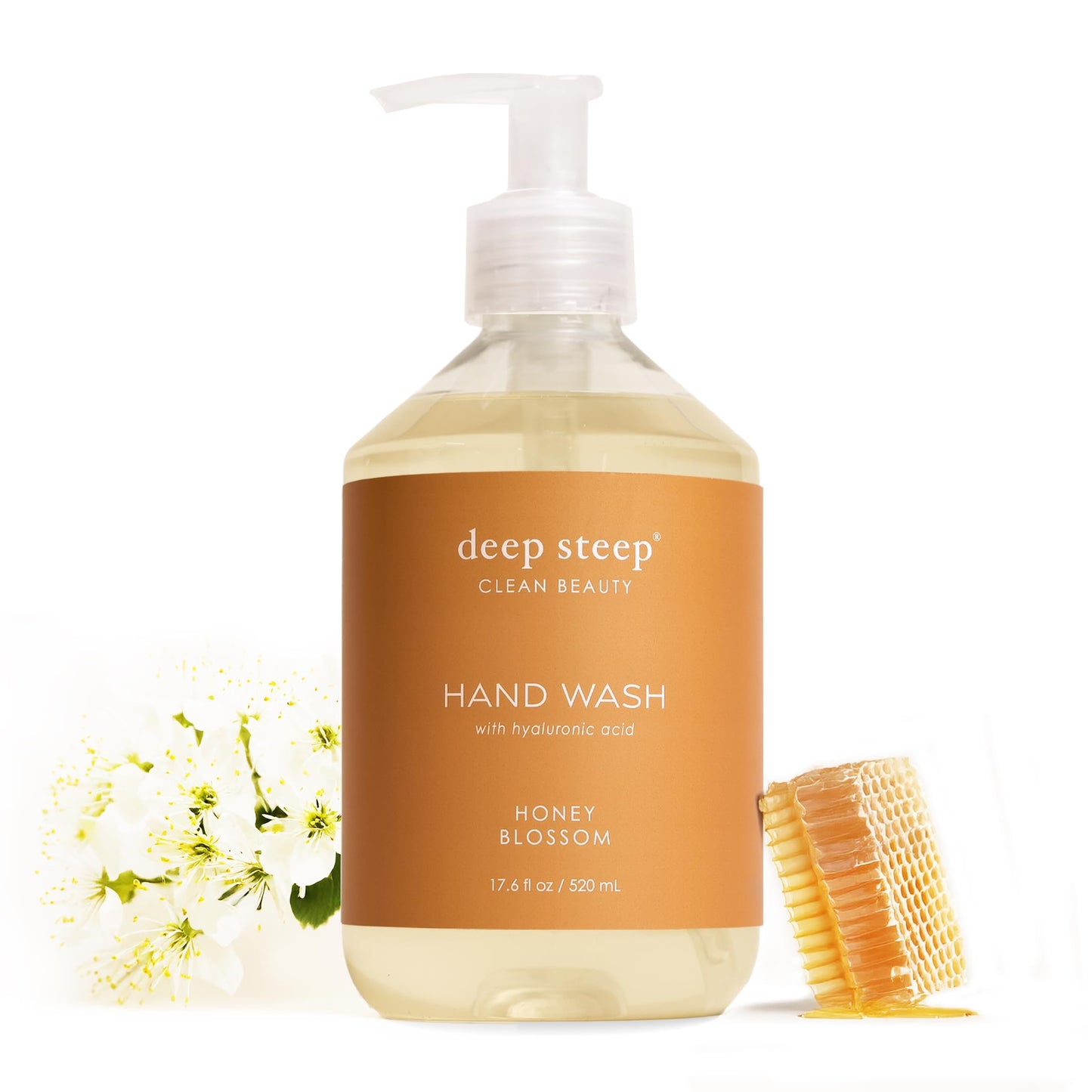 Deep Steep Liquid Hand Wash, Honey Blossom, 17.6 oz - Moisturizing Cleanser with Olive Oil, Aloe Vera, Glycerin & Hyaluronic Acid - Vegan, Clean Beauty & Personal Care Deep Steep