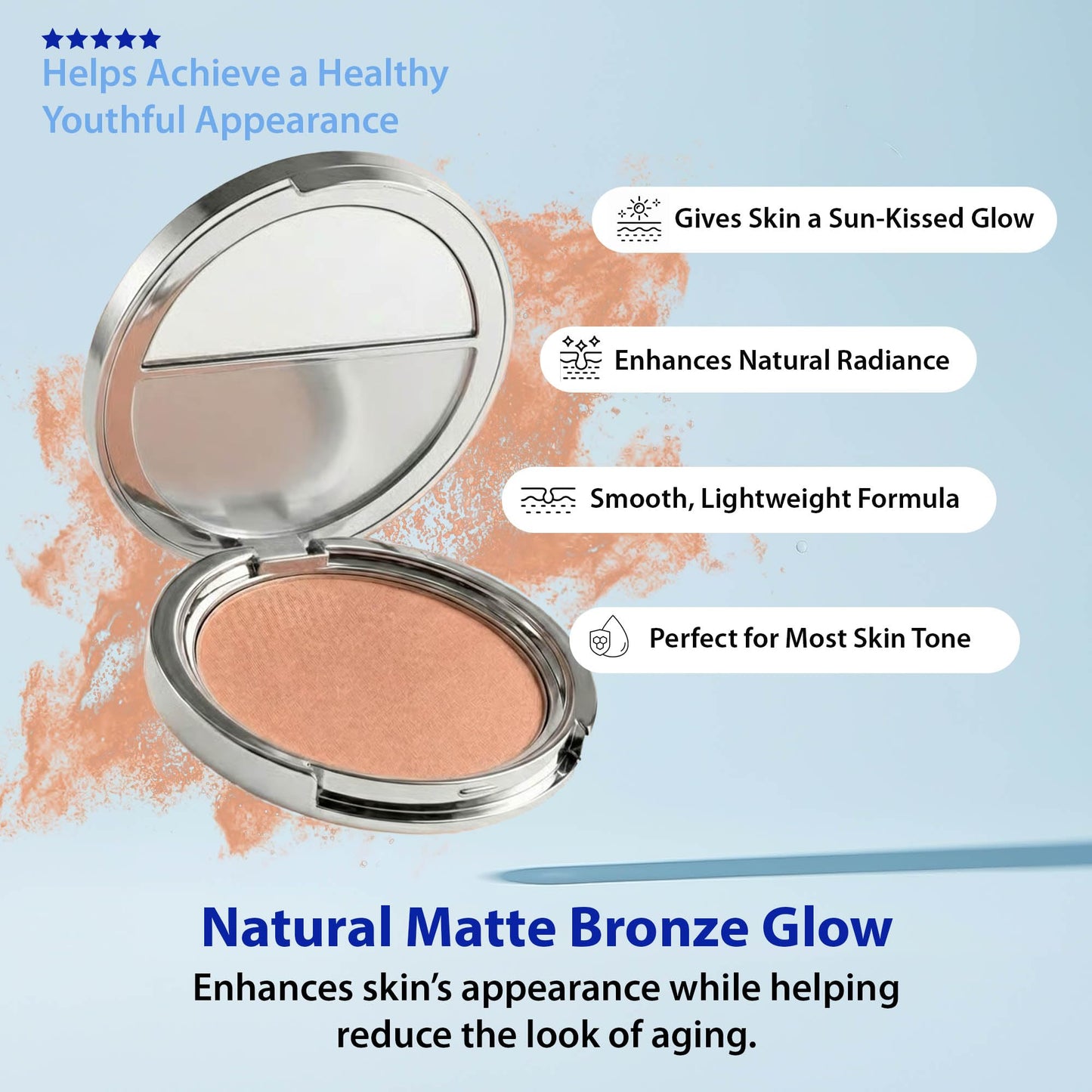 Dr. Denese SunShield Anti Aging Bronzer 0.3 oz - Powder Makeup with Multi Peptides & Ceramide for Natural Matte Finish, Light Shimmer & Youthful Beauty & Personal Care Dr. Denese