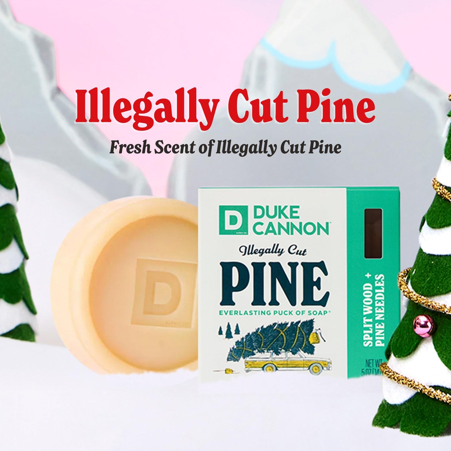 Duke Cannon Illegally Cut Pine Soap for Men, Pack of 4 - Long-Lasting 5 oz Bars with Fresh Pine Scent, Extra Large Exfoliating Soap Pucks for Daily Beauty & Personal Care Duke Cannon Supply Co.