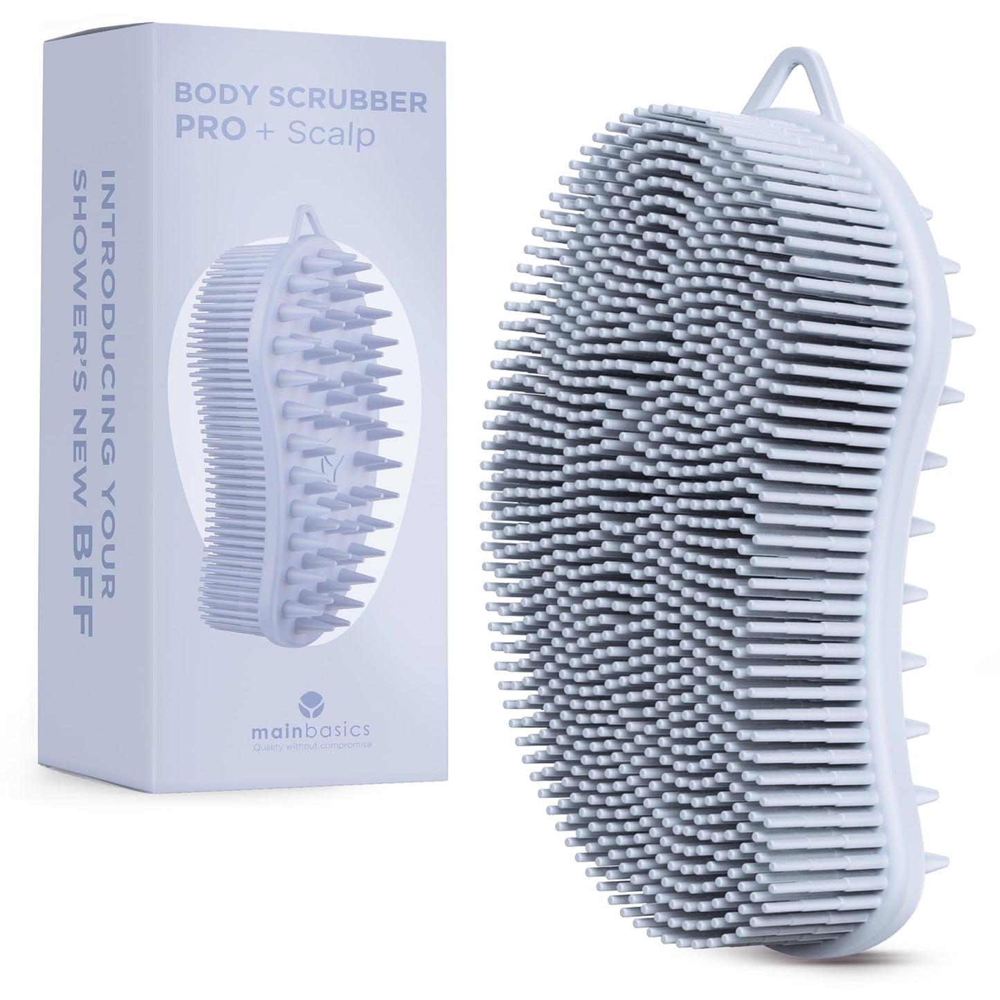MainBasics Silicone Body Scrubber Dual-Sided Shower Loofah and Scalp Scrubber (Frosted Sky, Scalp) Beauty & Personal Care MainBasics
