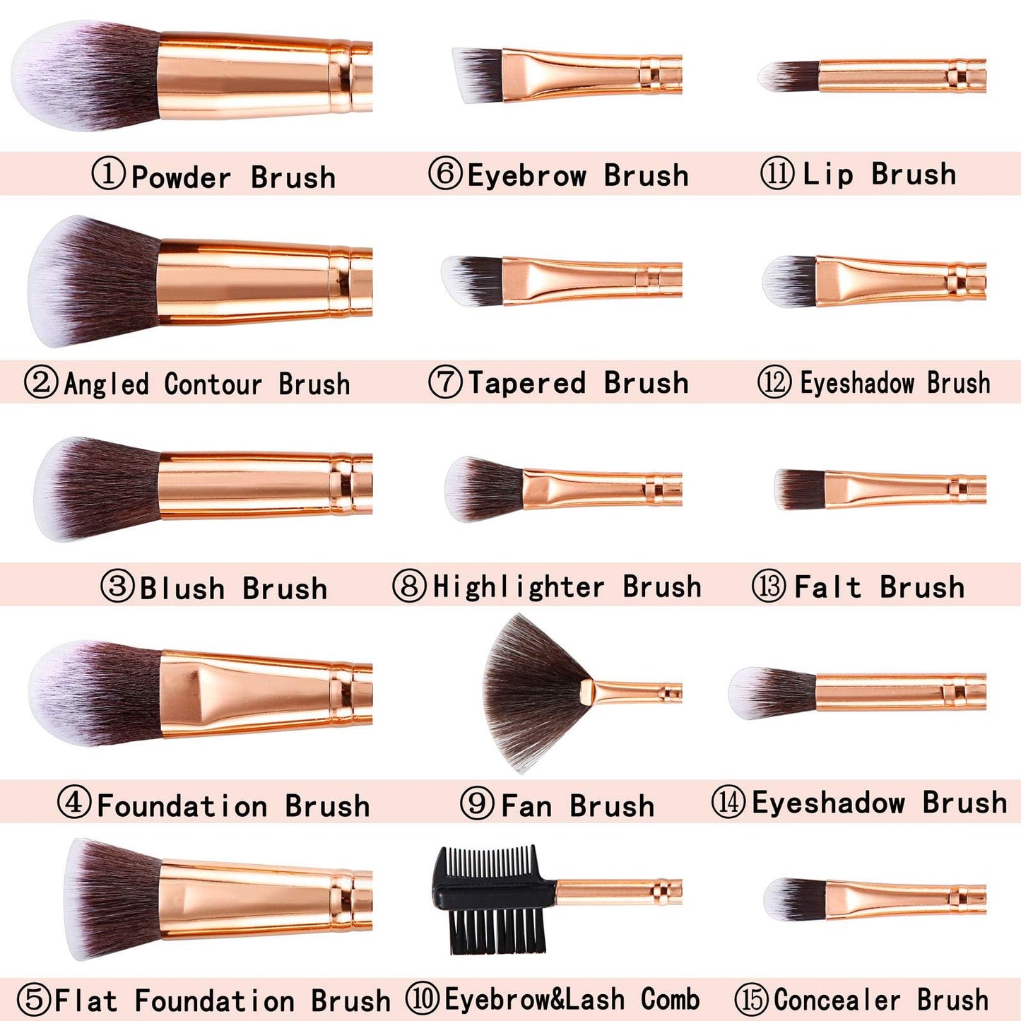 Makeup Brushes DUAIU 15PCs Marble Makeup Brush Set Premium Synthetic Kabuki Powder Blush Contour Foundation Concealer Eyeshadow Brushes with Makeup Beauty & Personal Care DUAIU