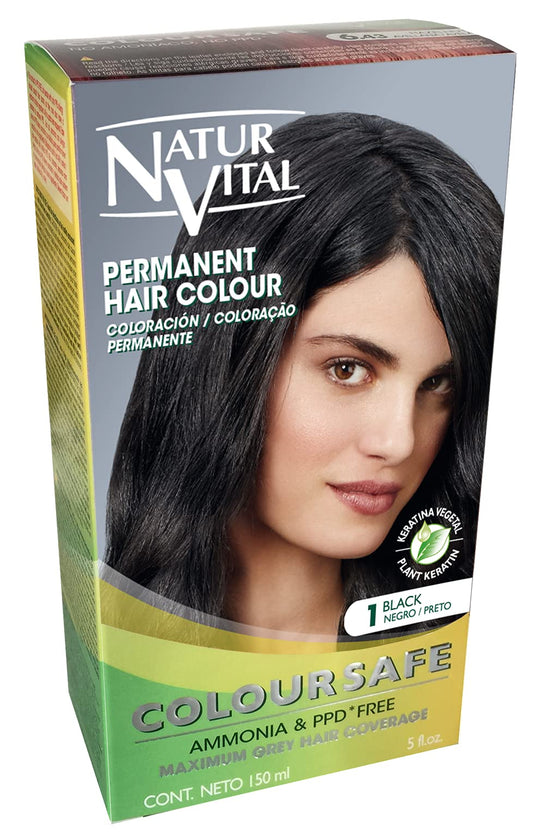 Permanent Hair Dye,Permanent Hair Color. Coloursafe, No Ammonia,Resorcinol,Parabens, or PDD. (~1 Black Hair) Beauty & Personal Care NaturVital