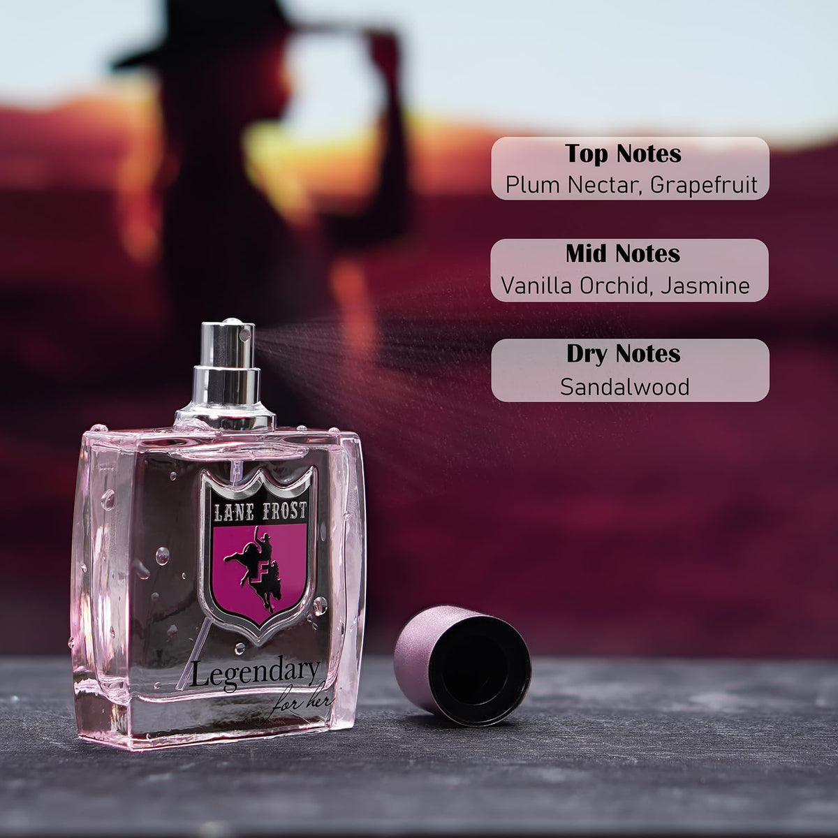 Lane Frost Legendary For Her Perfume - Western-Inspired Women’s Fragrance with Plum, Vanilla, and Amber - Long Lasting Feminine Perfume Spray - Modern Beauty & Personal Care Lane Frost Legendary Cologne