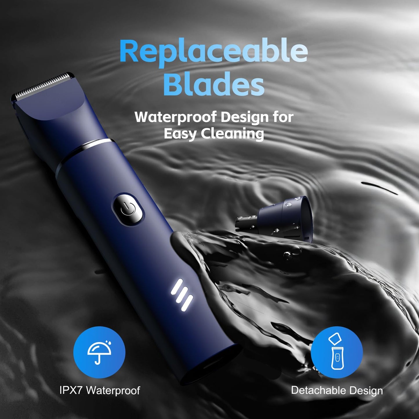 Electric Razor for Men: Manscape Body Trimmer for Mens Gifts, Electric shavers, IPX7 Waterproof, USB-Rechargeable,Replaceable Blade, Blue Beauty and Personal Care REYOLL