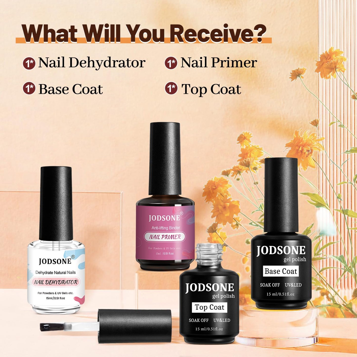 JODSONE 15ML Nail Primer Base Coat Top Coat Glossy Quick Drying Durable DIY Nail Art Design Long Lasting Gift Beauty and Personal Care JODSONE