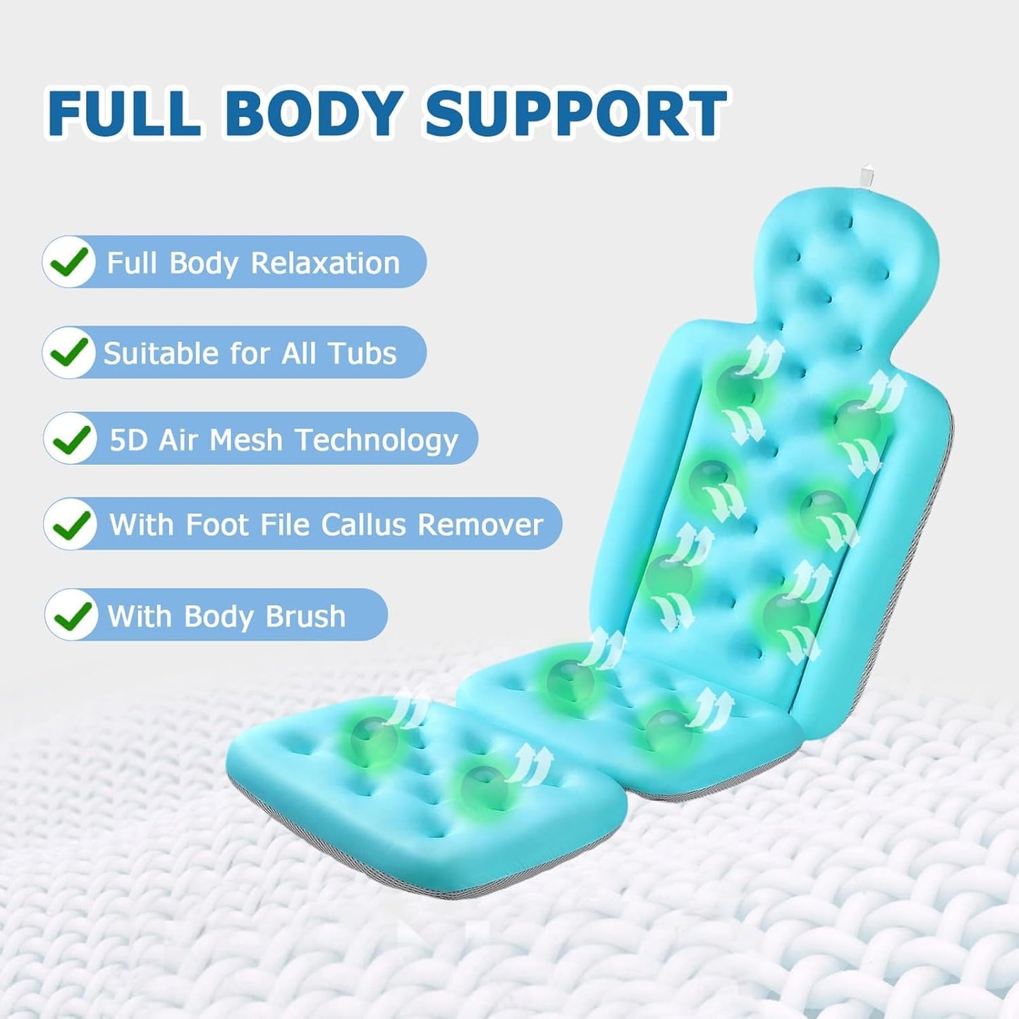 18.9” Widened Shoulder Full Body Bath Pillow for Bathtub,2.7” Ultra Thick Luxury Bath Pillow Cushion Bath Mat for Head and Neck Support with Laundry Beauty and Personal Care NEEROTO
