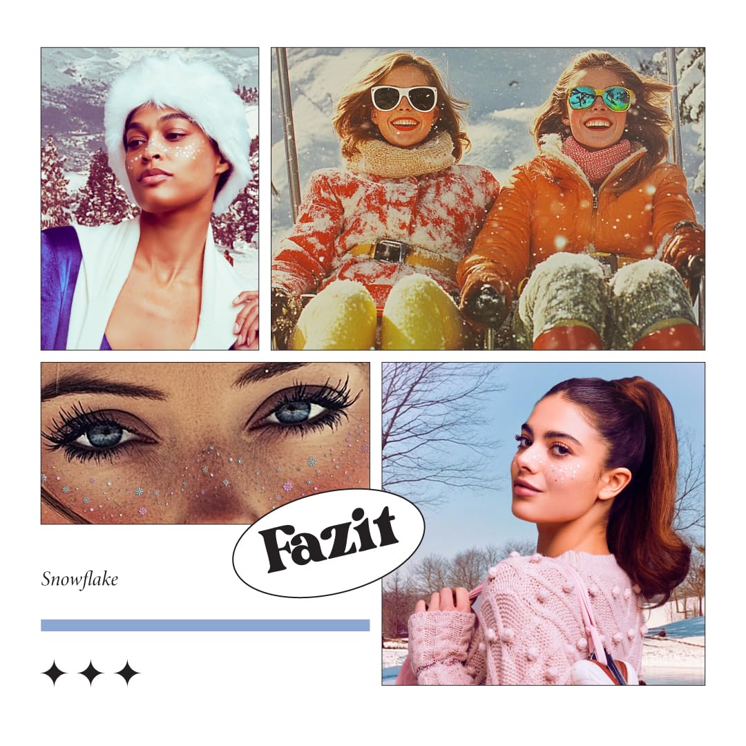 Fazit Makeup Patches - Snowflake Speckles - Glow Up Make-Up Patches - Cute Glitter Makeup Accessories for Women - Cosmetic Glitter for Face Beauty & Personal Care Fazit