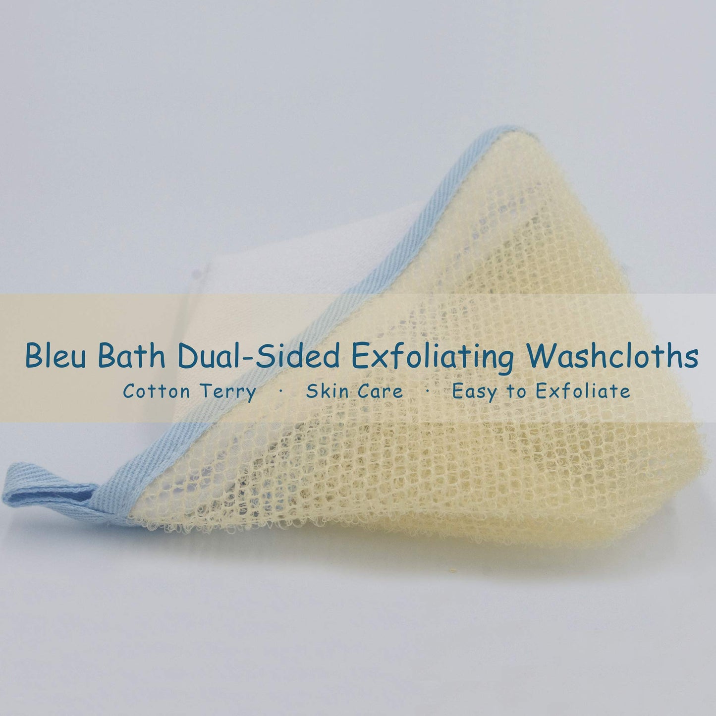 Bleu Bath (6 Pack) Dual-Sided Exfoliating Skin Towel Natural Terry Body Cloth Scrubber Premium Sturdy Loofah Towel Soft and Buffing Wash Cloth White Beauty & Personal Care Bleu Bath
