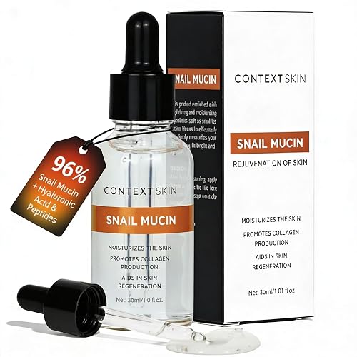 Context Skin Snail Mucin Serum for Face, 96% Snail Mucin + Hyaluronic Acid & Peptides, Lightweight Hydration, Fast-Absorbing, Smooth Texture, Daily Beauty & Personal Care CONTEXT SKIN