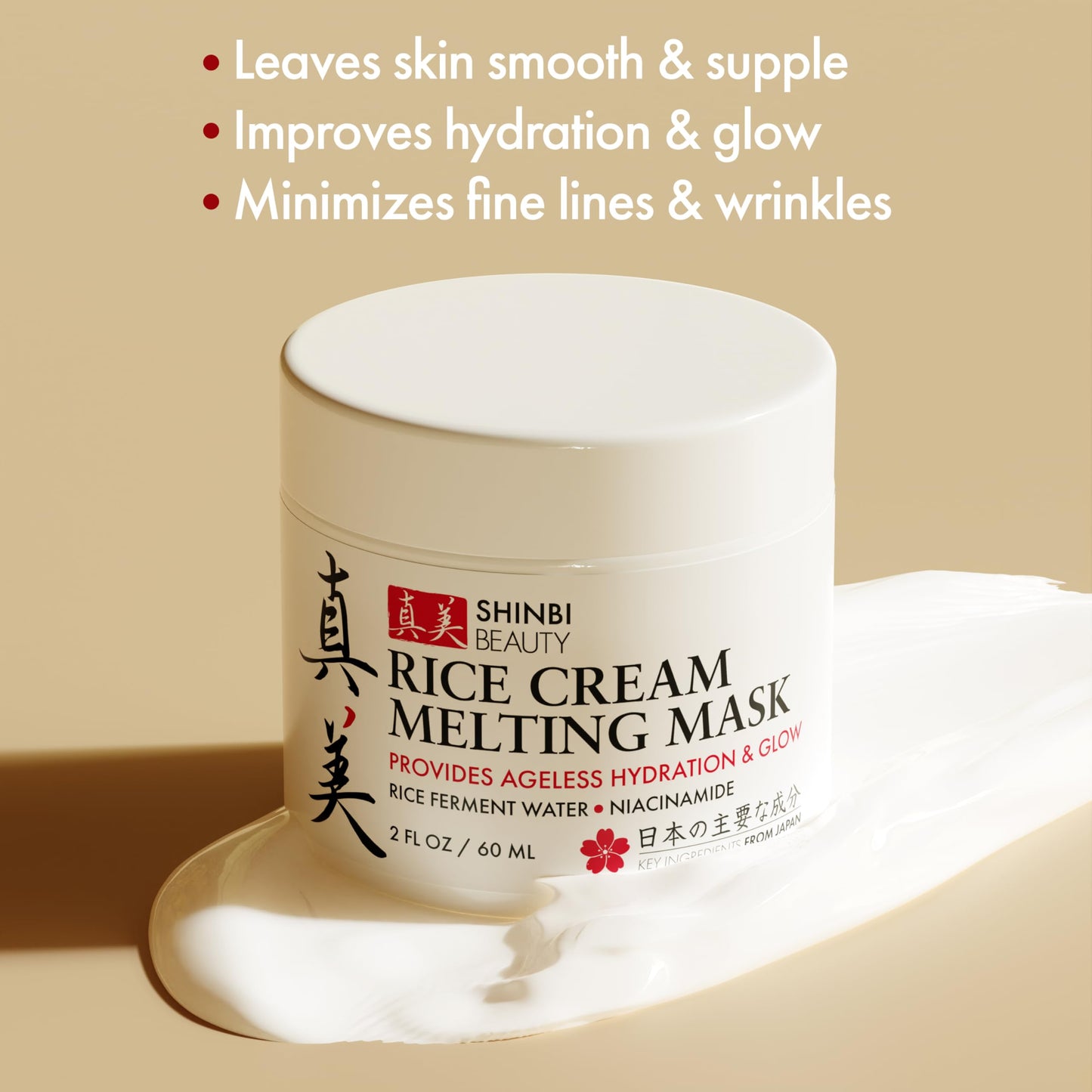 Shinbi Beauty Japanese Rice Mask for Face - Organic Face Mask Skincare - Japanese Skin Care Products for Anti Aging Anti Wrinkle J Beauty Glow 1oz Beauty & Personal Care Shinbi Beauty
