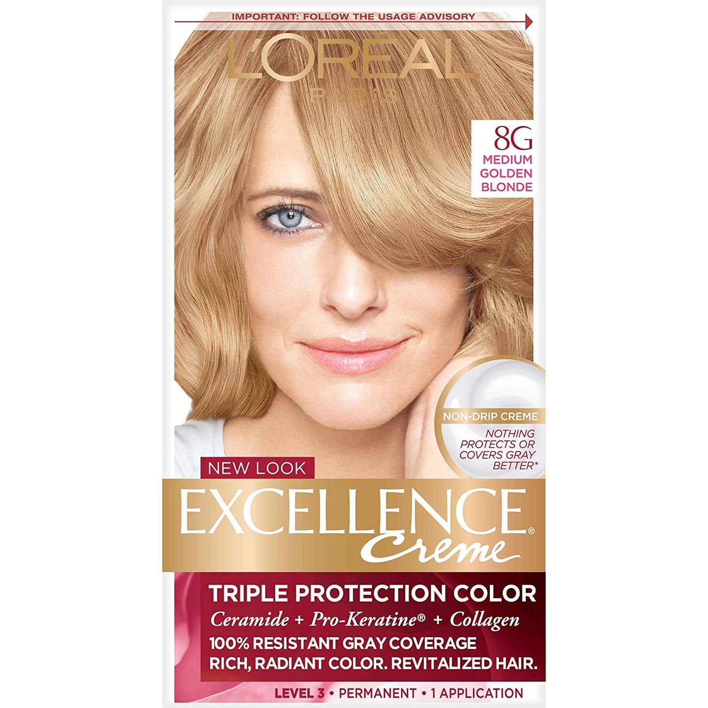 L’Oreal ParisExcellence Creme, 8G Medium Golden Blonde, Warmer Beauty & Personal Care L'Oreal Paris