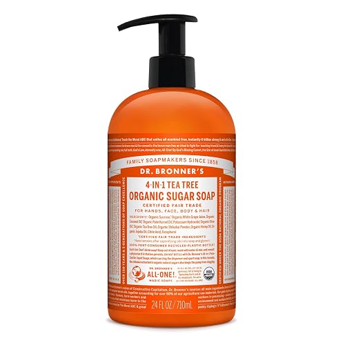 Dr. Bronner's - Organic Sugar Soap (Tea Tree, 24 Ounce) - Made with Organic Oils, Sugar and Shikakai Powder, 4-in-1 Uses: Hands, Body, Face and Hair Beauty & Personal Care Dr. Bronner's