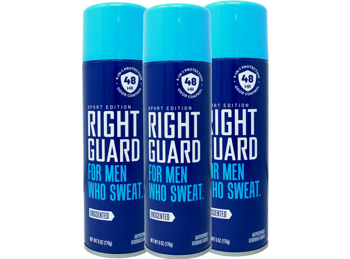 Right Guard, For Men Who Sweat, Antiperspirant Deodorant Aerosol Unscented - 6 oz, Pack of 3 Beauty and Personal Care Right Guard