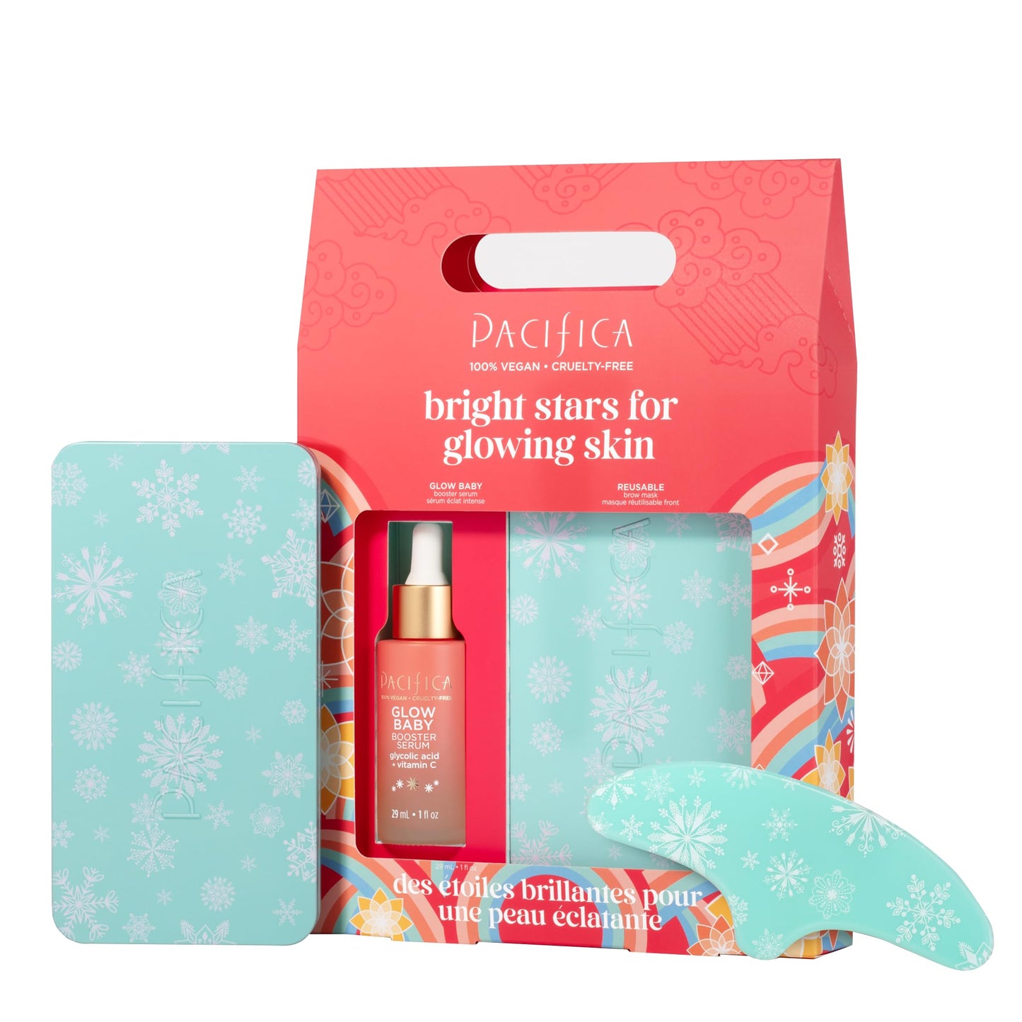 Pacifica Glow Baby Brightening Serum & Reusable Face Mask Set - Vitamin C + Glycolic Acid for Radiant Hydrated Skin, Clean Vegan Skincare Gift Kit Beauty & Personal Care Pacifica