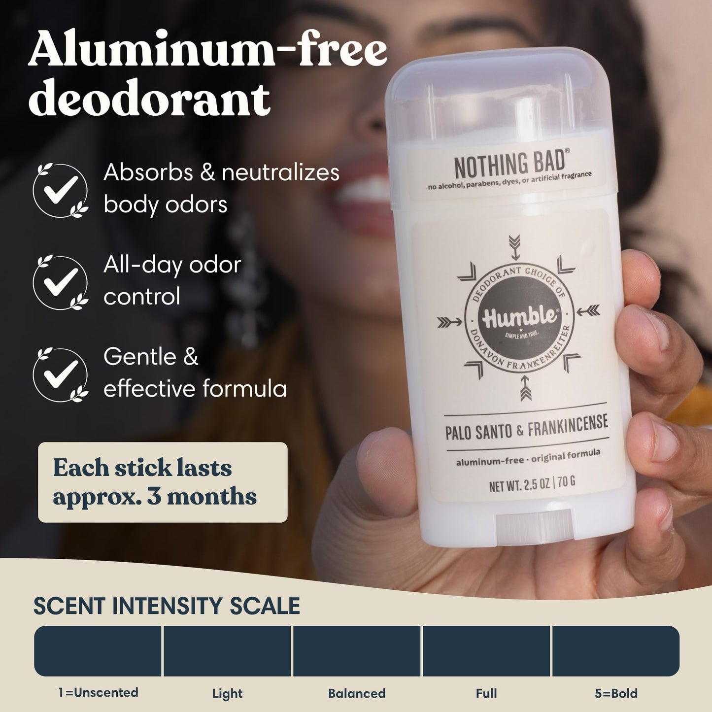 Humble Aluminum-Free Deodorant for Women & Men, Palo Santo & Frankincense - Clean & Fresh Natural Deodorant Stick with Essential Oils for Long-Lasting Beauty and Personal Care HUMBLE SIMPLE AND TRUE.