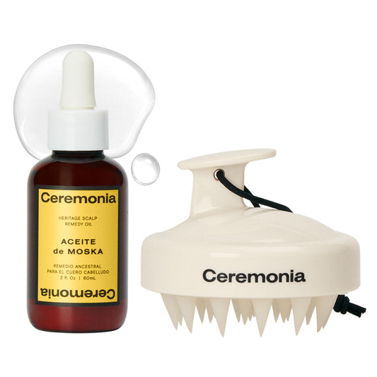 Ceremonia Scalp Power-Duo Aceite de Moska & Scalp Masajeador Aloe Vera Babassu Castor 2 Fl Oz 60 mL Beauty & Personal Care Ceremonia