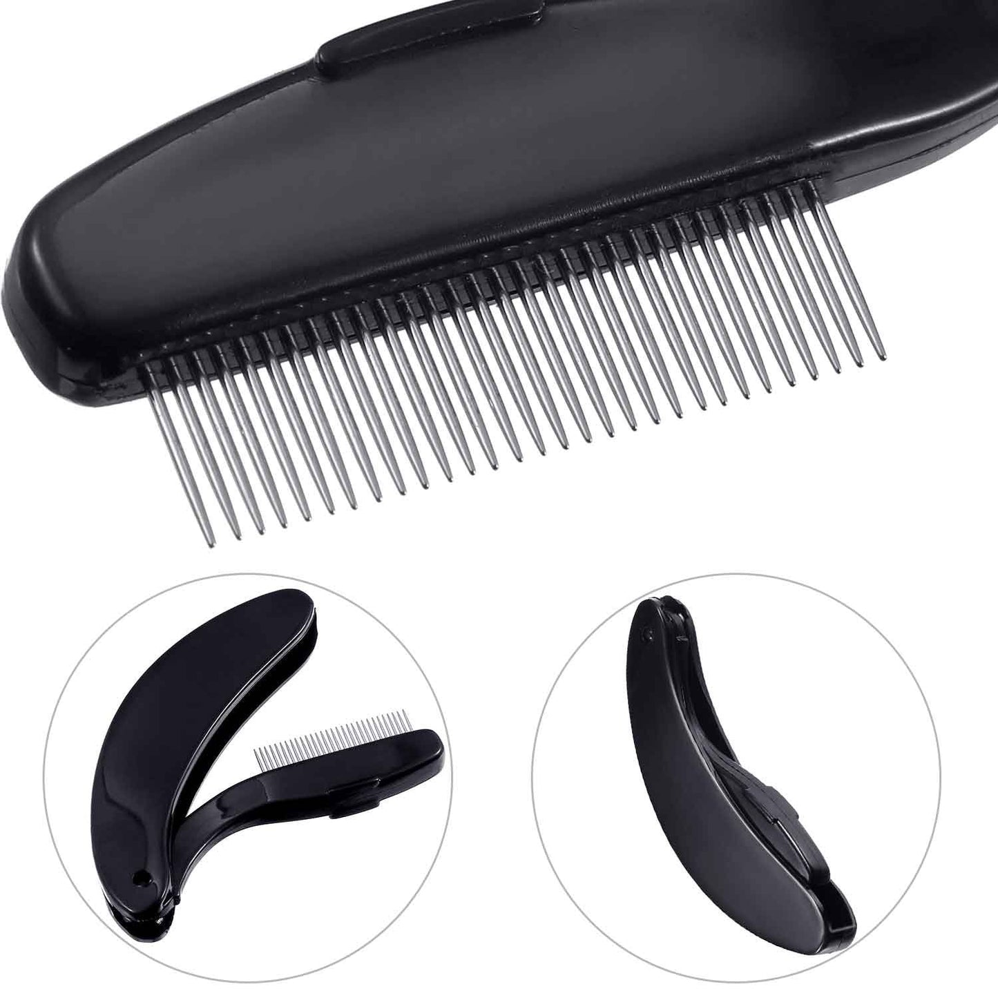TecUnite 4 Packs Folding Eyelash Comb, Stainless Steel Teeth Eyebrow Comb Lash and Brow Makeup Brush (Black) Beauty & Personal Care TecUnite