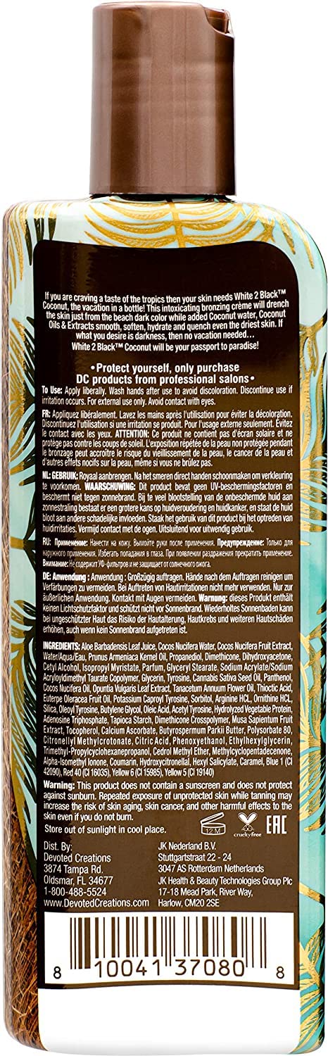 Devoted Creations White 2 Bronze Coconut - Color Enhancing Dark Bronzing Tanning Lotion with Coconut Water & Coconut Oil 8.5 oz. Beauty & Personal Care Devoted Creations