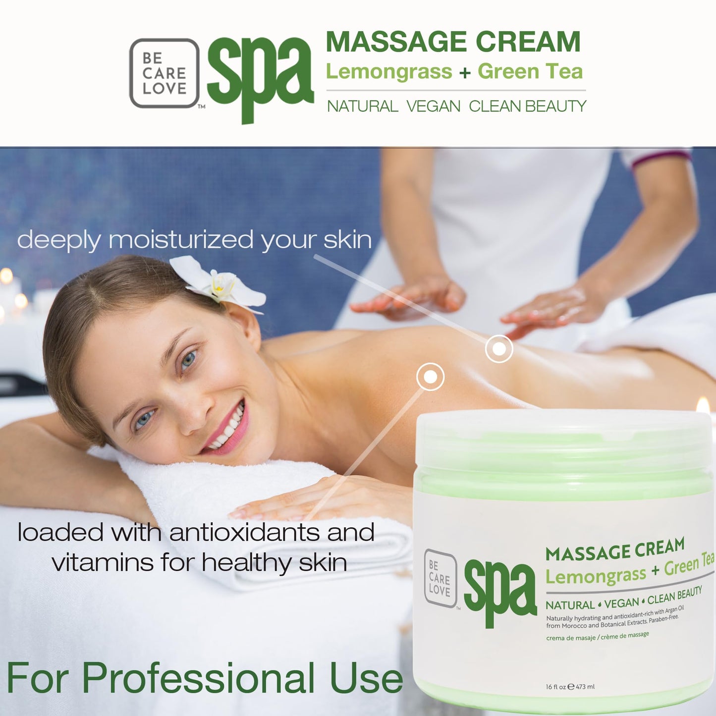 BCL SPA Massage Cream organic Lemongrass + Green Tea body lotion with shea butter, aloe vera, peppermint, argan and jojoba oils body cream to soothe Beauty & Personal Care BCL SPA