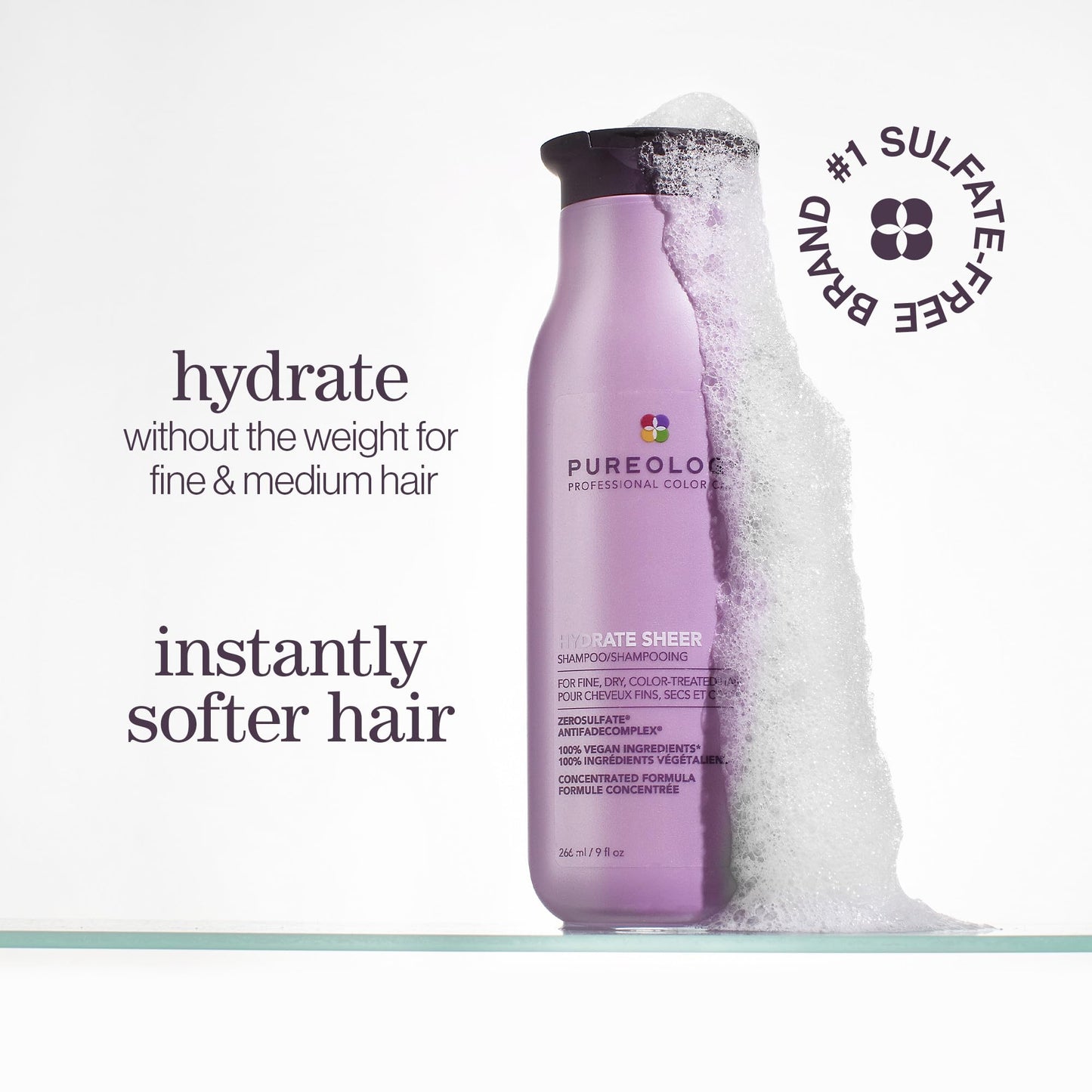 Pureology Hydrate Sheer Shampoo - Lightweight, Moisturizing Shampoo For Fine, Dry, Color Treated Hair, Sulfate-Free & Vegan Beauty & Personal Care Pureology