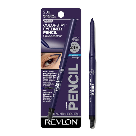REVLON ColorStay Pencil Waterproof Eyeliner, Smudge-Proof, Eye Makeup with Built-In Sharpener, Stocking Stuffer for Women, 209 Black Violet, 0.01 oz Beauty & Personal Care REVLON