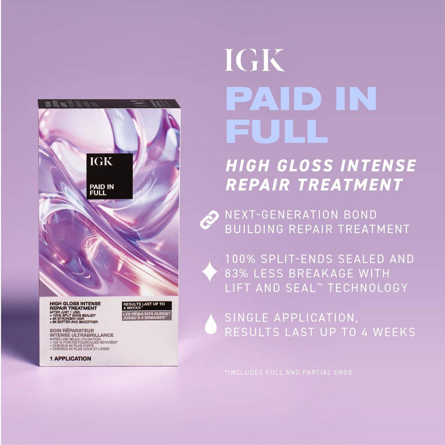 IGK Paid In Full High Gloss Intense Repair Treatment - 100% split-ends sealed. The next-generation of repair. Beauty & Personal Care IGK
