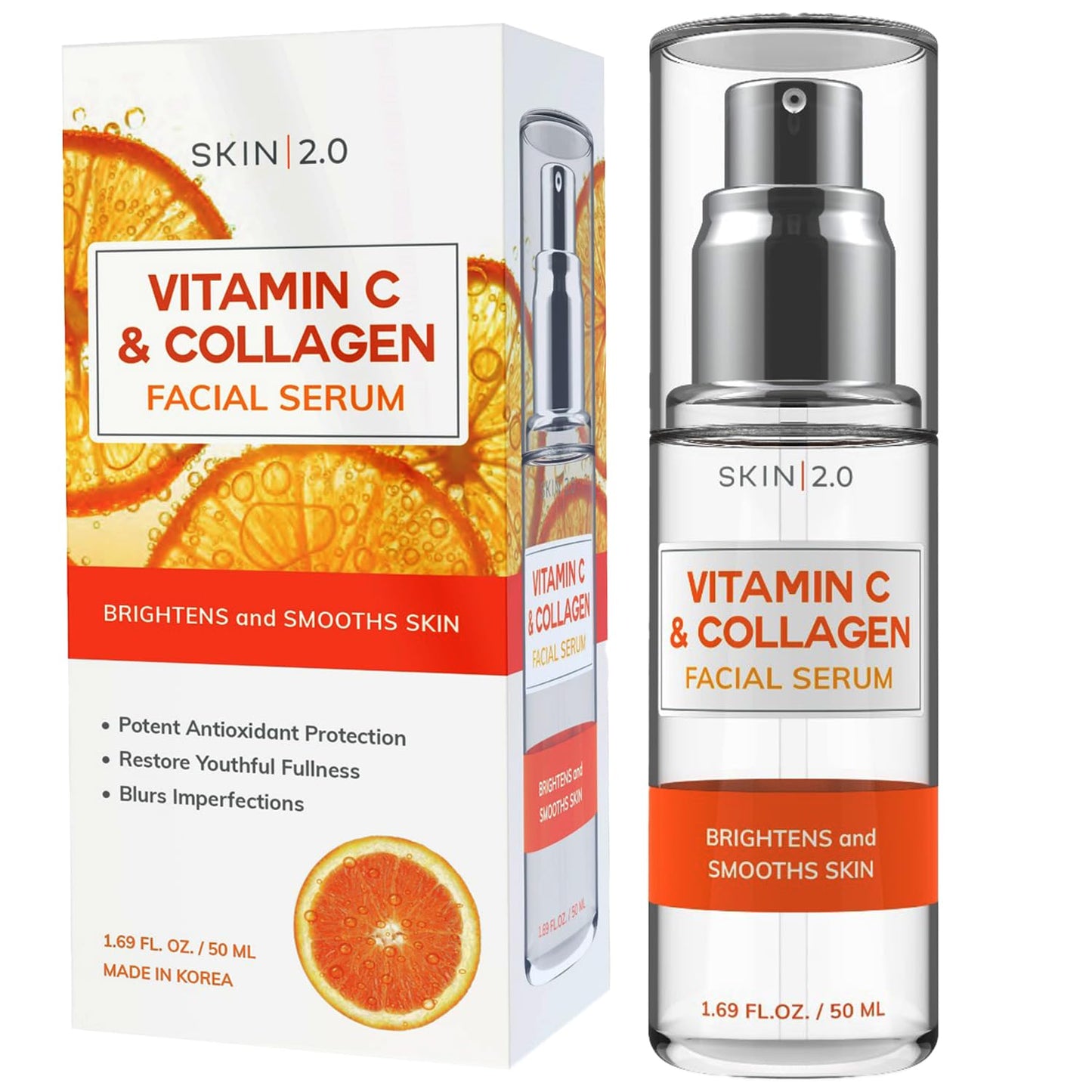 Skin 2.0 Vitamin C Serum - Dermatologist Tested, Anti-Aging & Dark Spot Remover - Brightening, Clean Beauty, Cruelty-Free, Korean Skincare for Glass Beauty & Personal Care Skin 2.0