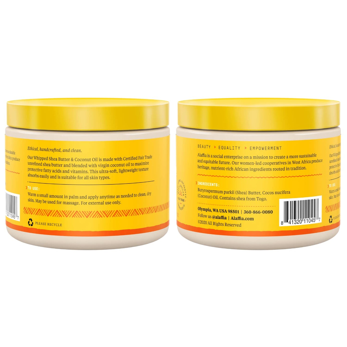 Alaffia Whipped Shea Butter and Coconut Oil, for Smooth, Soft Skin, Unscented 4 Oz Beauty & Personal Care Alaffia