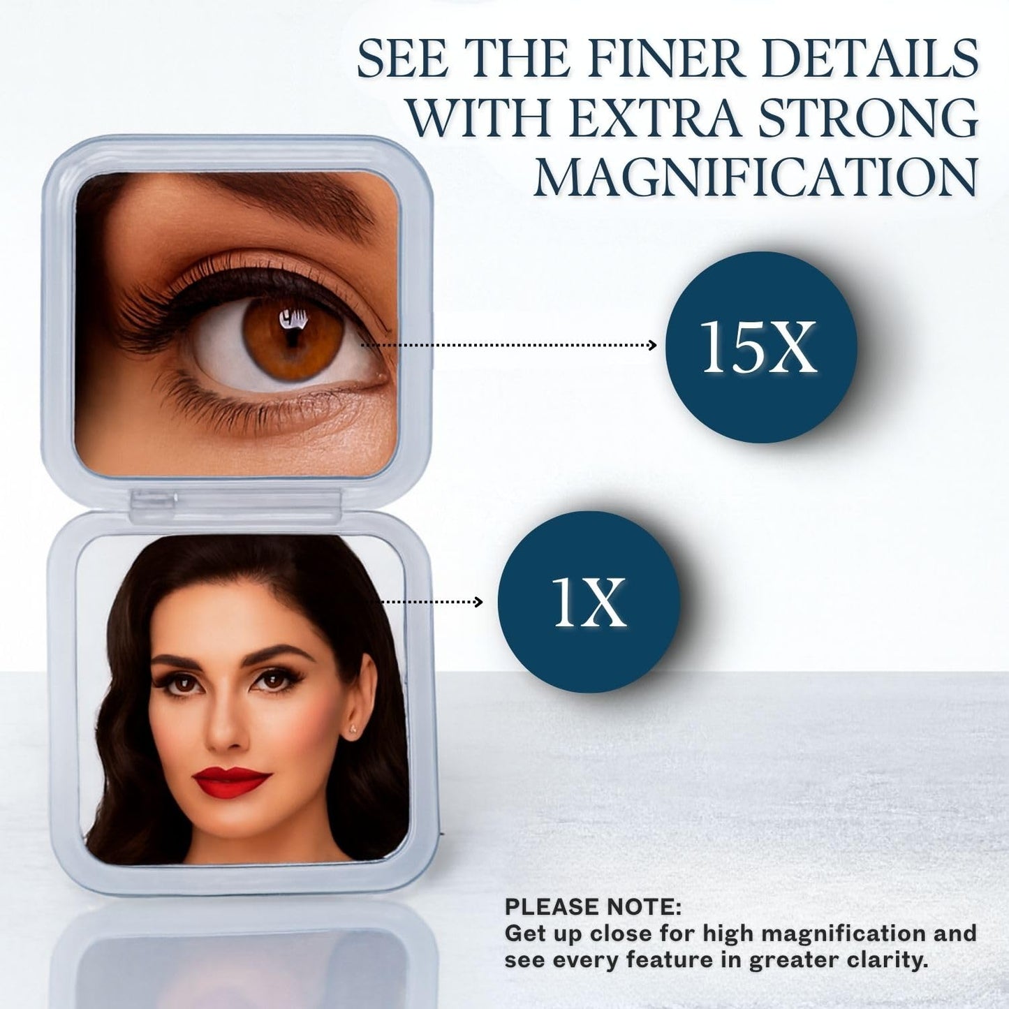Small Compact 15X Magnifying Mirror for Travel - Handheld, Foldable & Lightweight - Mini Pocket-Sized Magnified Mirror for Purse - Square 3.3” x 3.3” Beauty & Personal Care MIRRORVANA