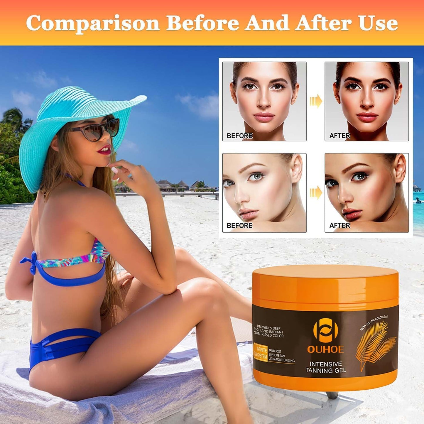 Brown Tanning Gel Tanning Cream,Tanning Accelerator Cream, Soft Brown Intensive Tanning Luxe Gel, Tanning Cream for Sunbeds & Outdoor Sun 150g*1PCS Beauty & Personal Care Bupposes