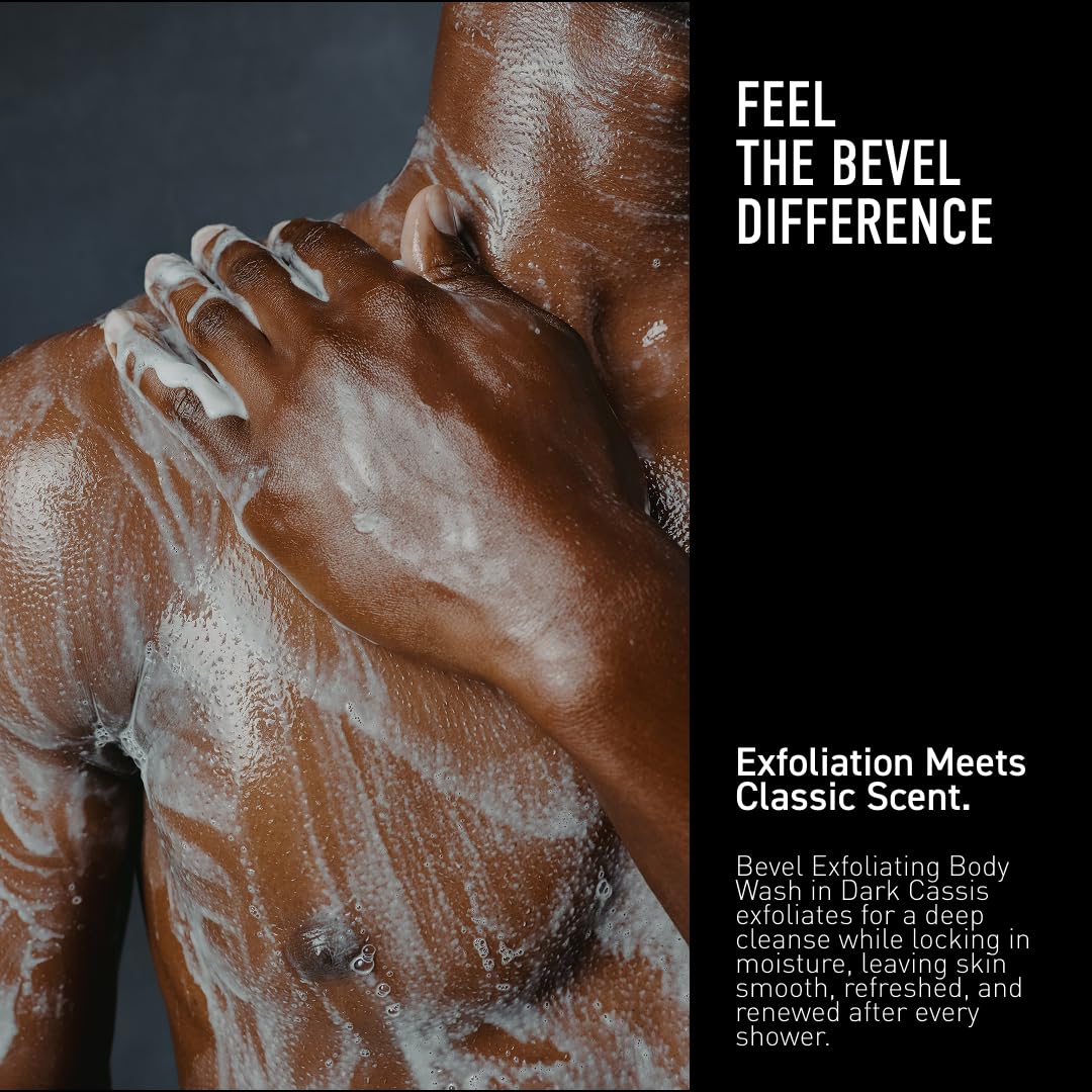 Bevel Exfoliating Body Wash for Men - Dark Cassis Scent with Charcoal and Argan Oil, 16 Oz (Packaging May Vary) Beauty & Personal Care Bevel