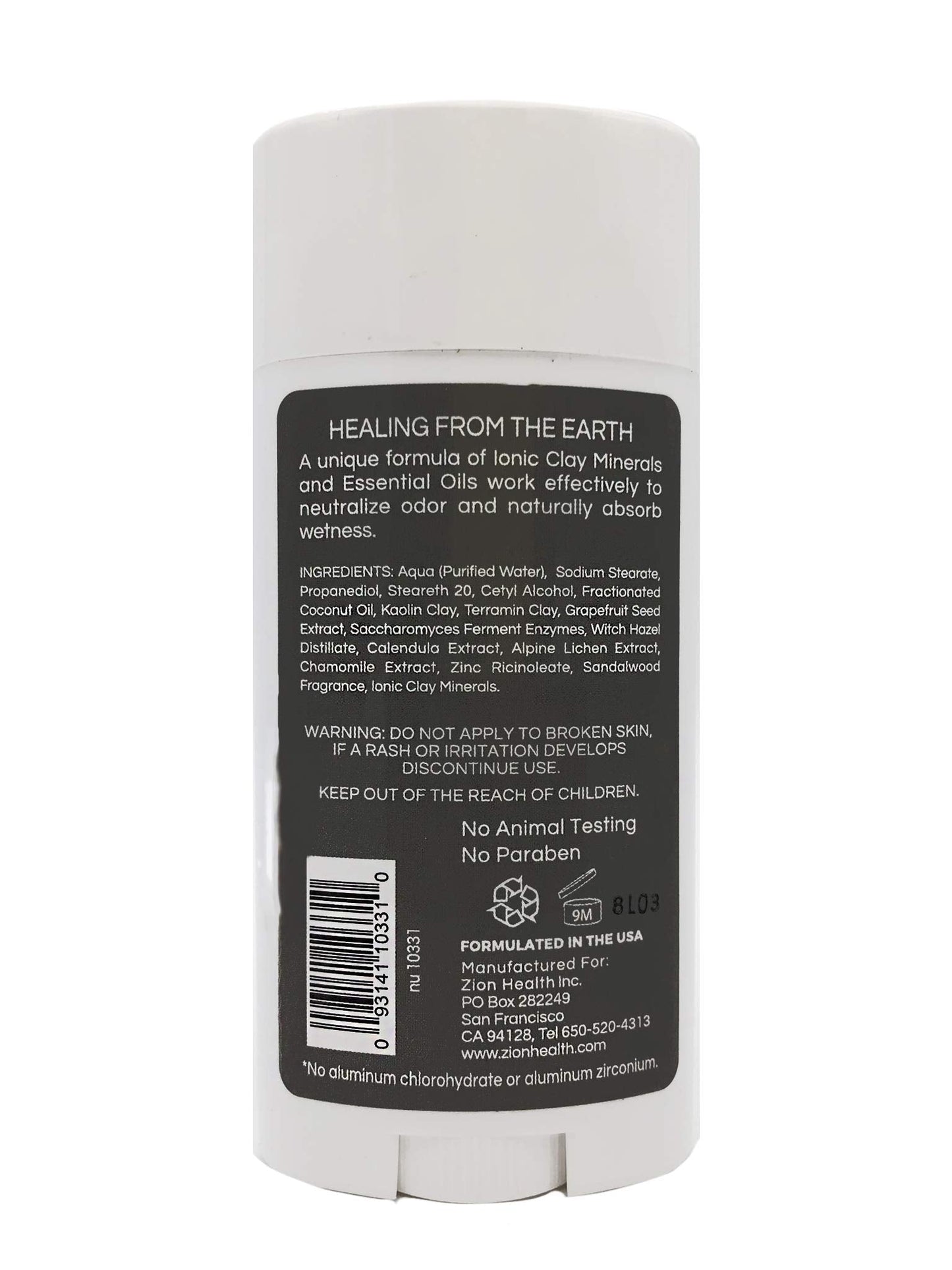 Zion Health Clay Dry Silk Deodorant Stick 2.5 oz Sandalwood Beauty and Personal Care Zion Health