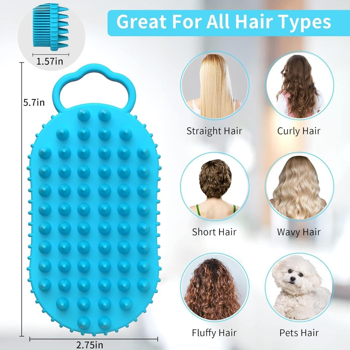 (2 Pieces) Silicone Shampoo Bath Brush, Bath Brush, Household Adult Double-Sided Bath Brush, Silicone Bath Brush Blue+Purple Beauty and Personal Care QHUIAKIND