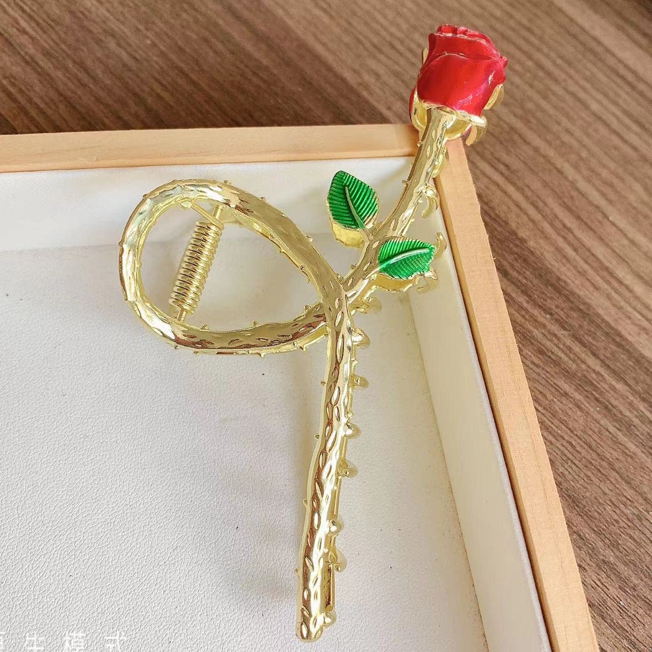Red Elegant Rose Metal Hair Claw Clips, Large Shark Clips Non-Slip Barrettes for Strong Hold, Fashion Accessories for Long Thick Thin Curly Hair Beauty & Personal Care JJLFresheners