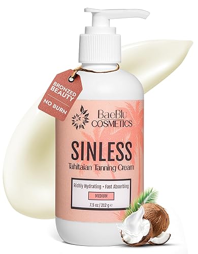 BaeBlu - Sinless Tahitian Self Tan Lotion - Sunless Tanning Lotion with Hydrating Monoi de Tahiti & Coconut Oils for Streak-Free, Golden Tan - No Beauty & Personal Care BaeBlu