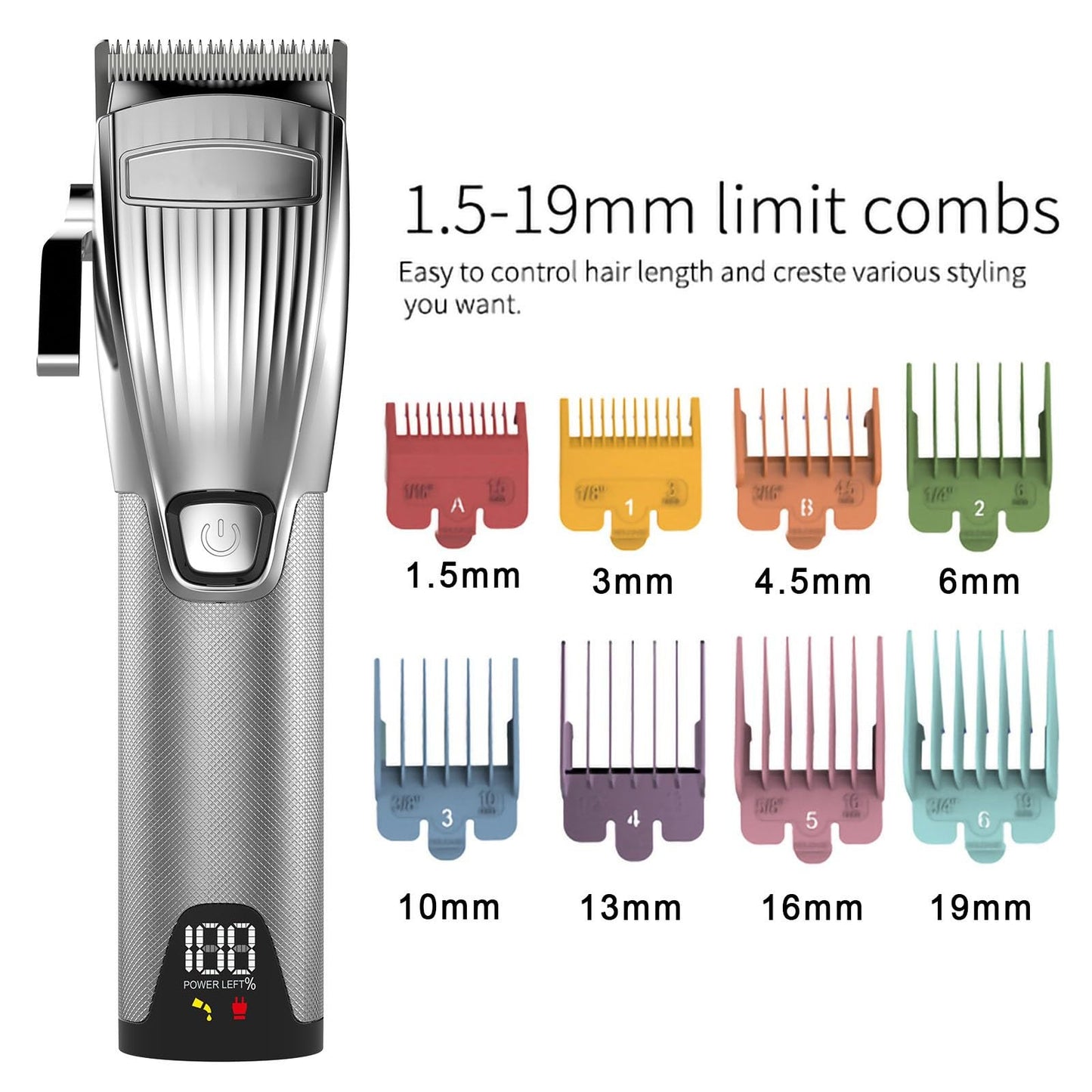QDKVTNDJZ Hair Clippers for Men, Silver Professional Mens Electric Beard Trimmer Metal Grooming Kit Adjustable Machine Beauty and Personal Care QDKVTNDJZ