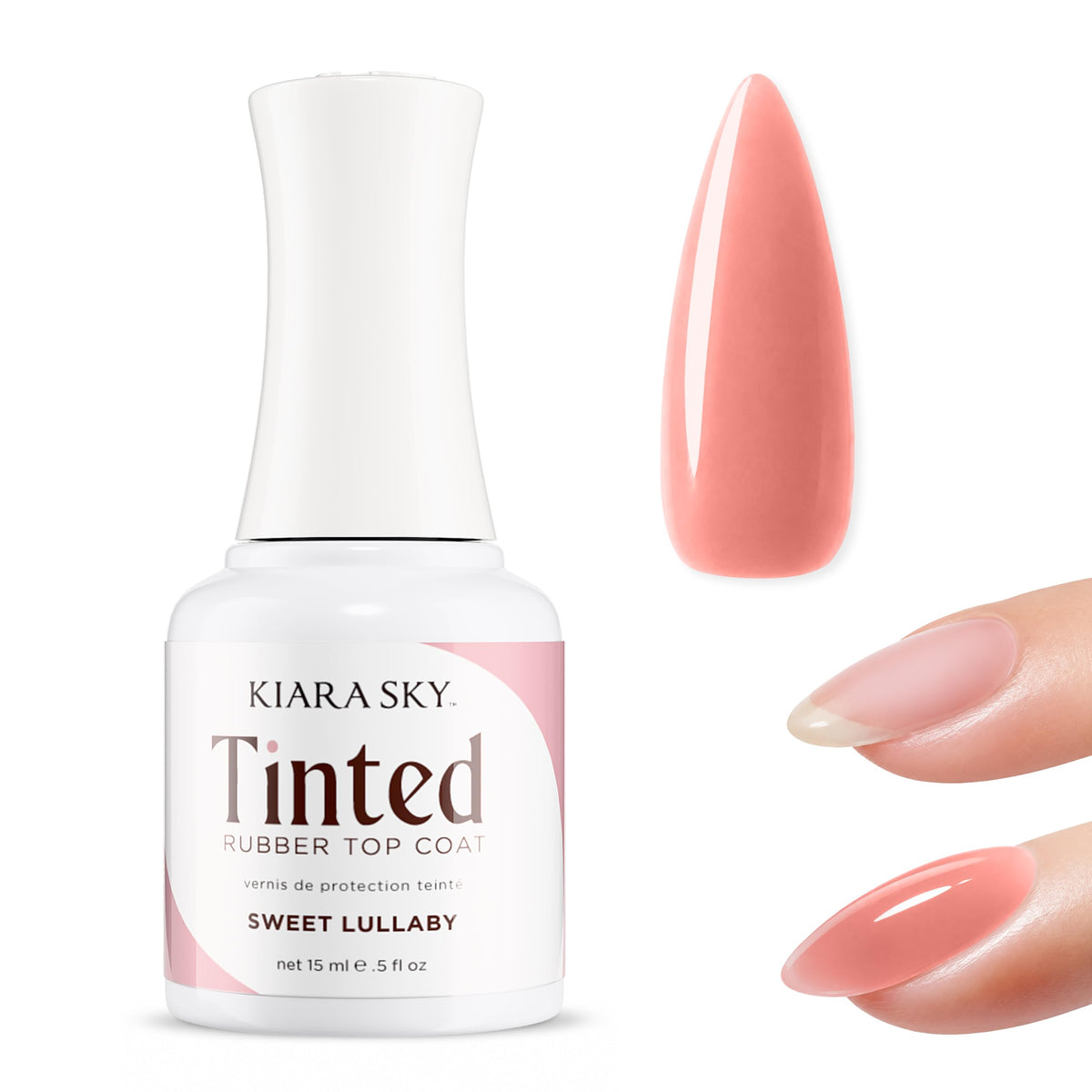 KIARA SKY Tinted Rubber Top Coat - 3-in-1 Gel Rubber Base, Color & No-Wipe Top Coat, Buildable Sheer, Chrome-Ready, 28+ Day Wear, LED Soak-Off - Sweet