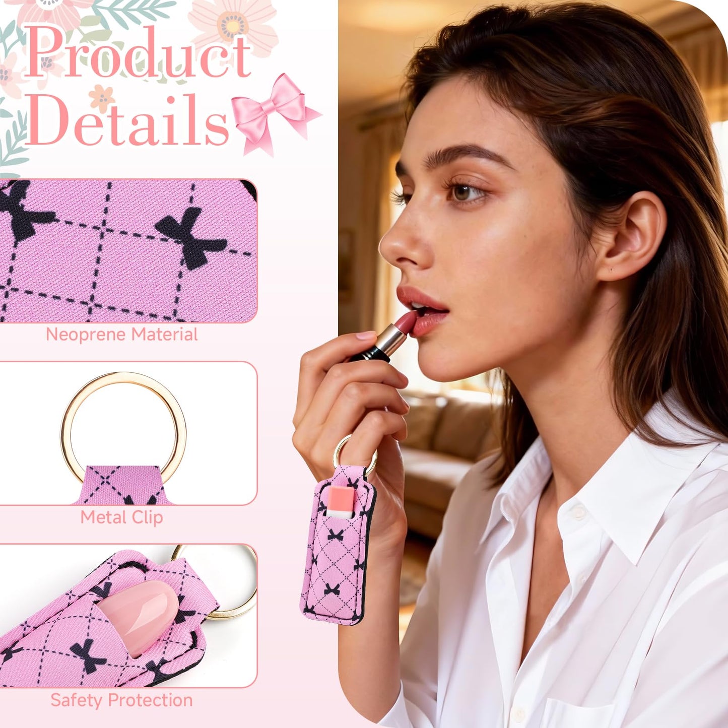 Playexen 3 PCS Chapstick Keychain Holder, Potable Lip Balm Holder with Metal Clip, Lip Gloss Holder Keychain for Lipstick, Chapstick, Lip Balm (Black) Beauty and Personal Care Playexen