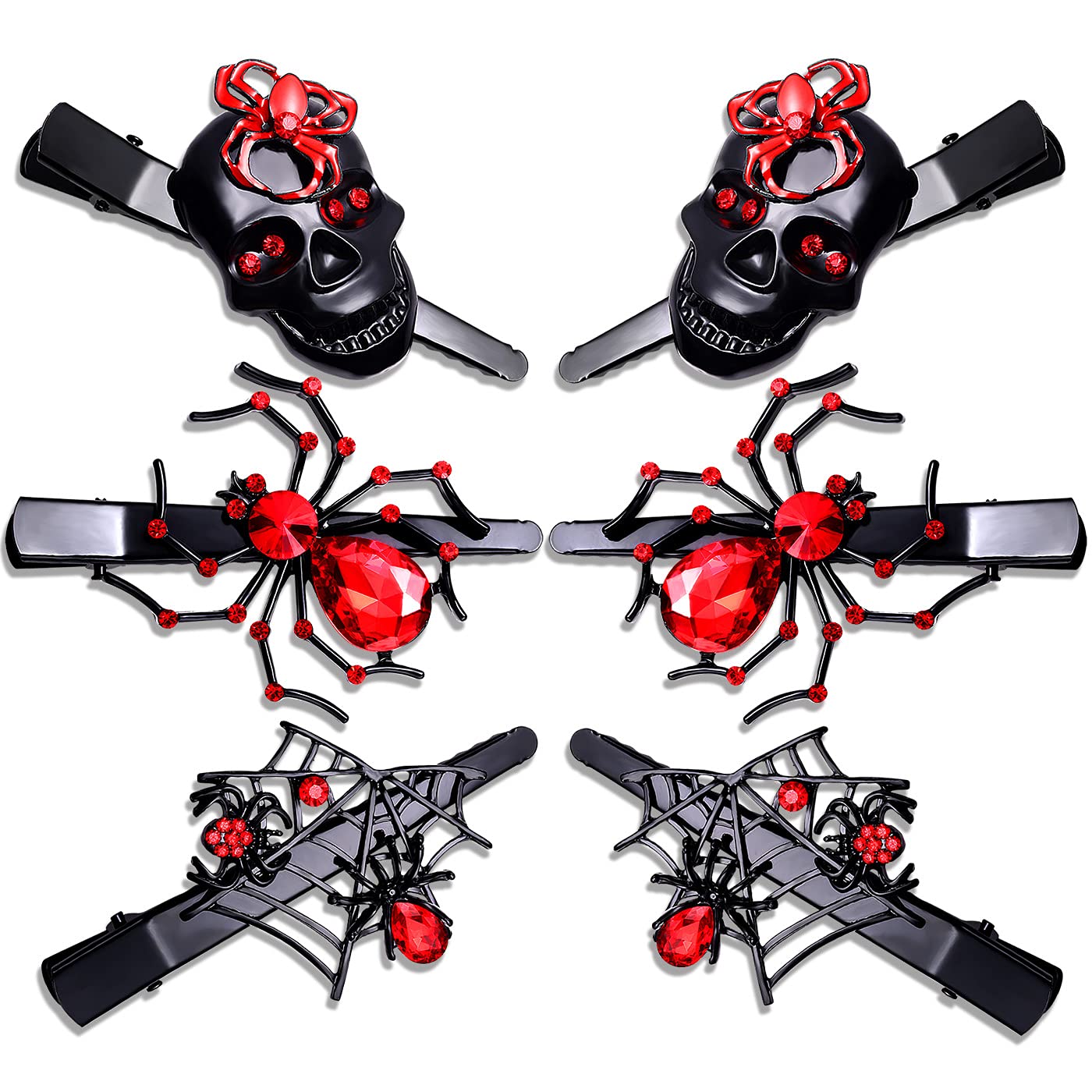 PHALIN Halloween Hair Clips Gothic Large Spider Web Skull Hair Clip for Women Spooky Alligator Duckbill Hair Pins Barrettes Halloween Hair Accessory Beauty & Personal Care PHALIN