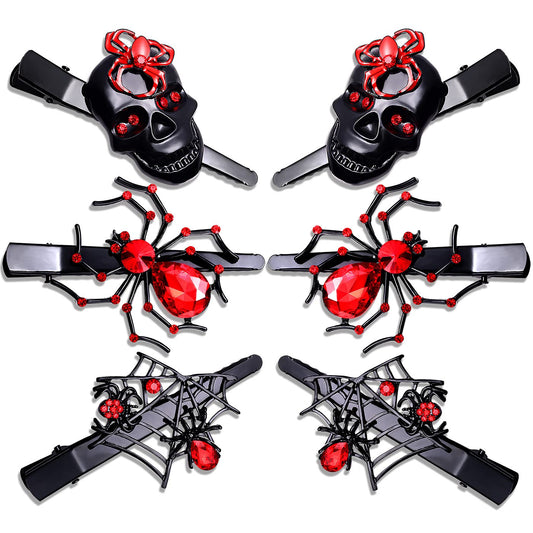 PHALIN Halloween Hair Clips Gothic Large Spider Web Skull Hair Clip for Women Spooky Alligator Duckbill Hair Pins Barrettes Halloween Hair Accessory Beauty & Personal Care PHALIN