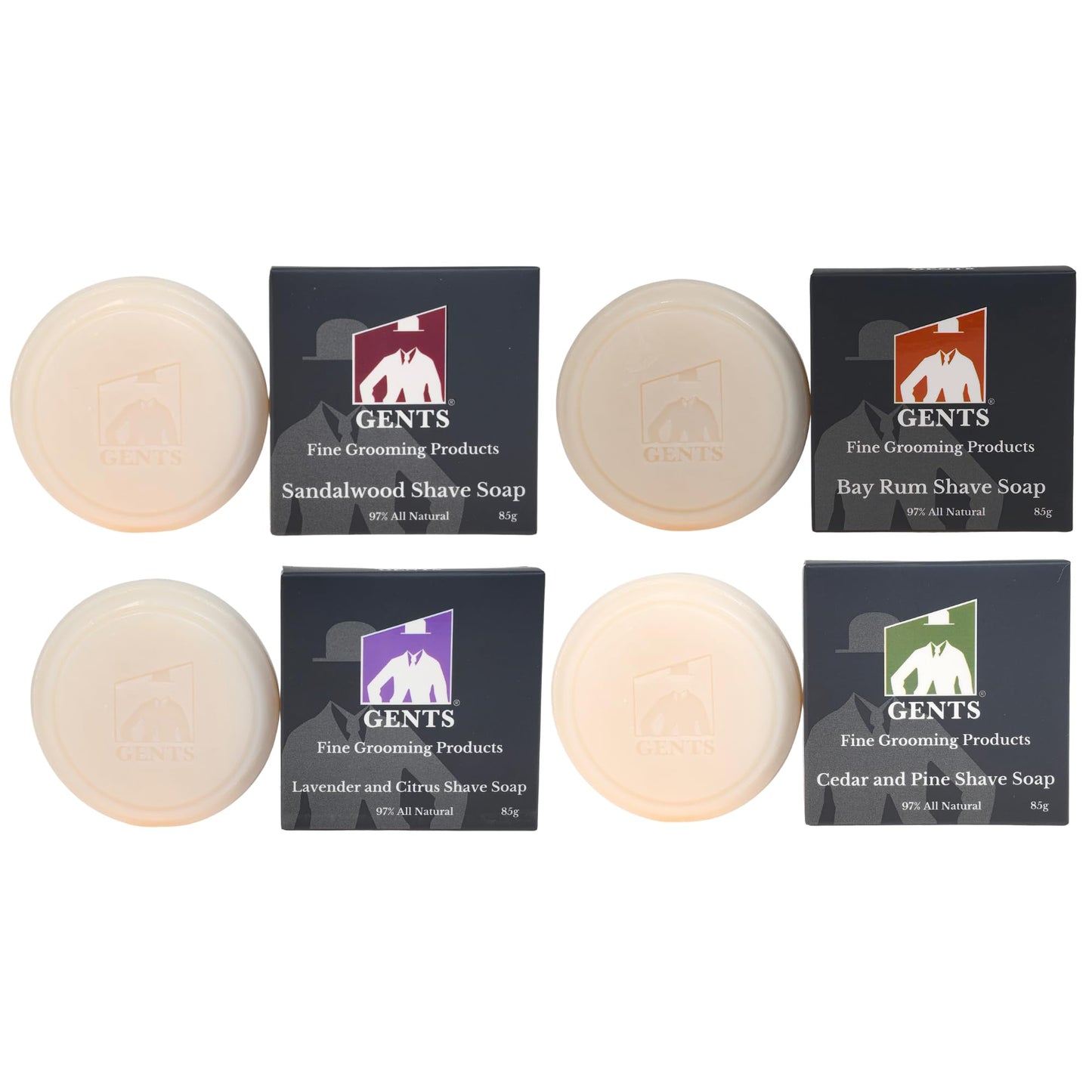 GENTS Men’s Shaving Soap Pack 97% All Natural Enriched With Shea Butter & Glycerin, Creates Rich Lather Form, 3 Oz Each Nourishes Skin Smooth Clean Beauty and Personal Care G.B.S