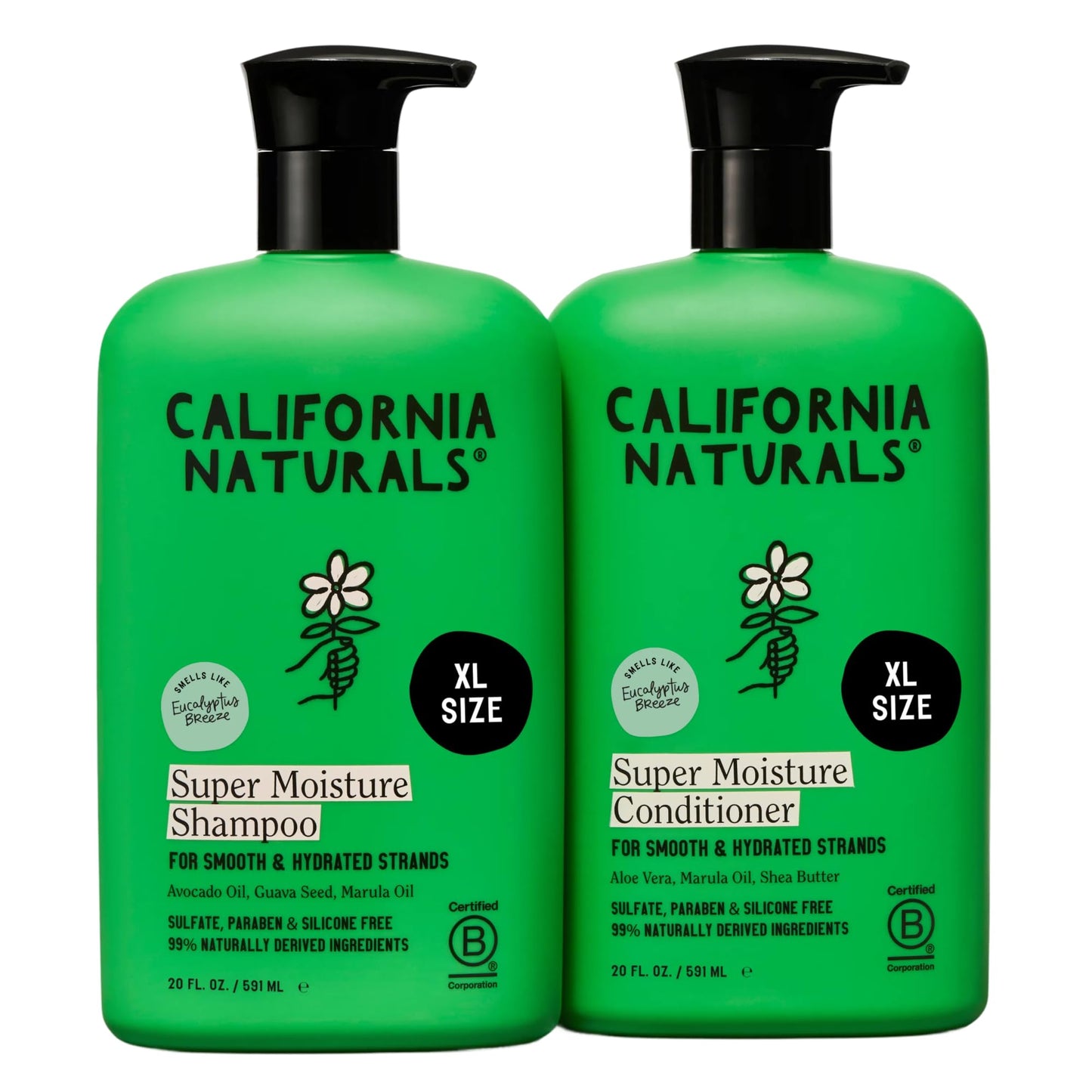 California Naturals Eucalyptus Breeze Super Moisture Shampoo and Conditioner Set for Dry Damaged Hair, Hydrating, Scalp & Hair Care, Natural, Vegan Beauty & Personal Care California Naturals