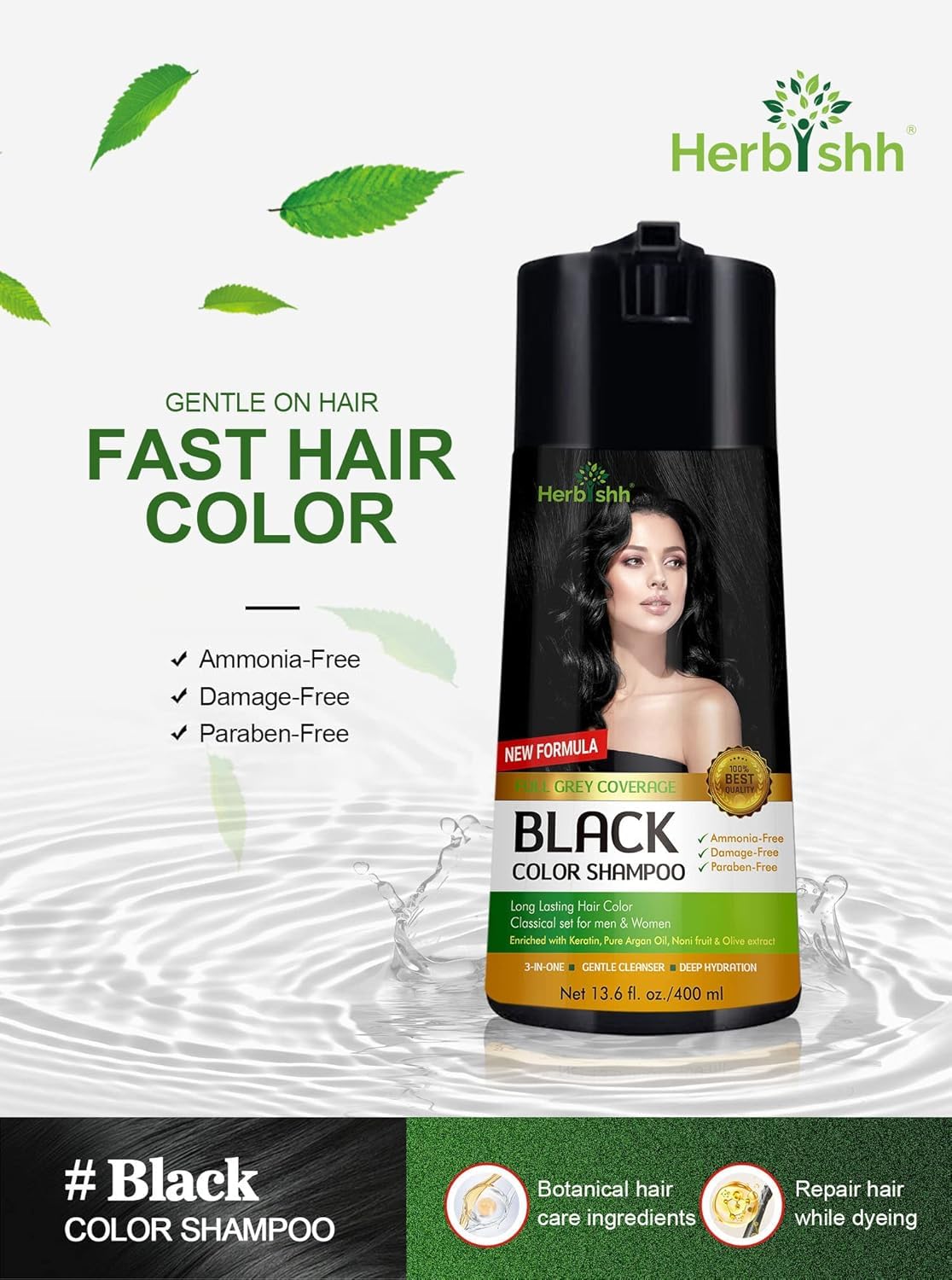 Herbishh Color Enriched Shampoo for Gray Hair - Long Lasting Hair Dye Formula and Conditioner (Golden Brown) Beauty & Personal Care Herbishh
