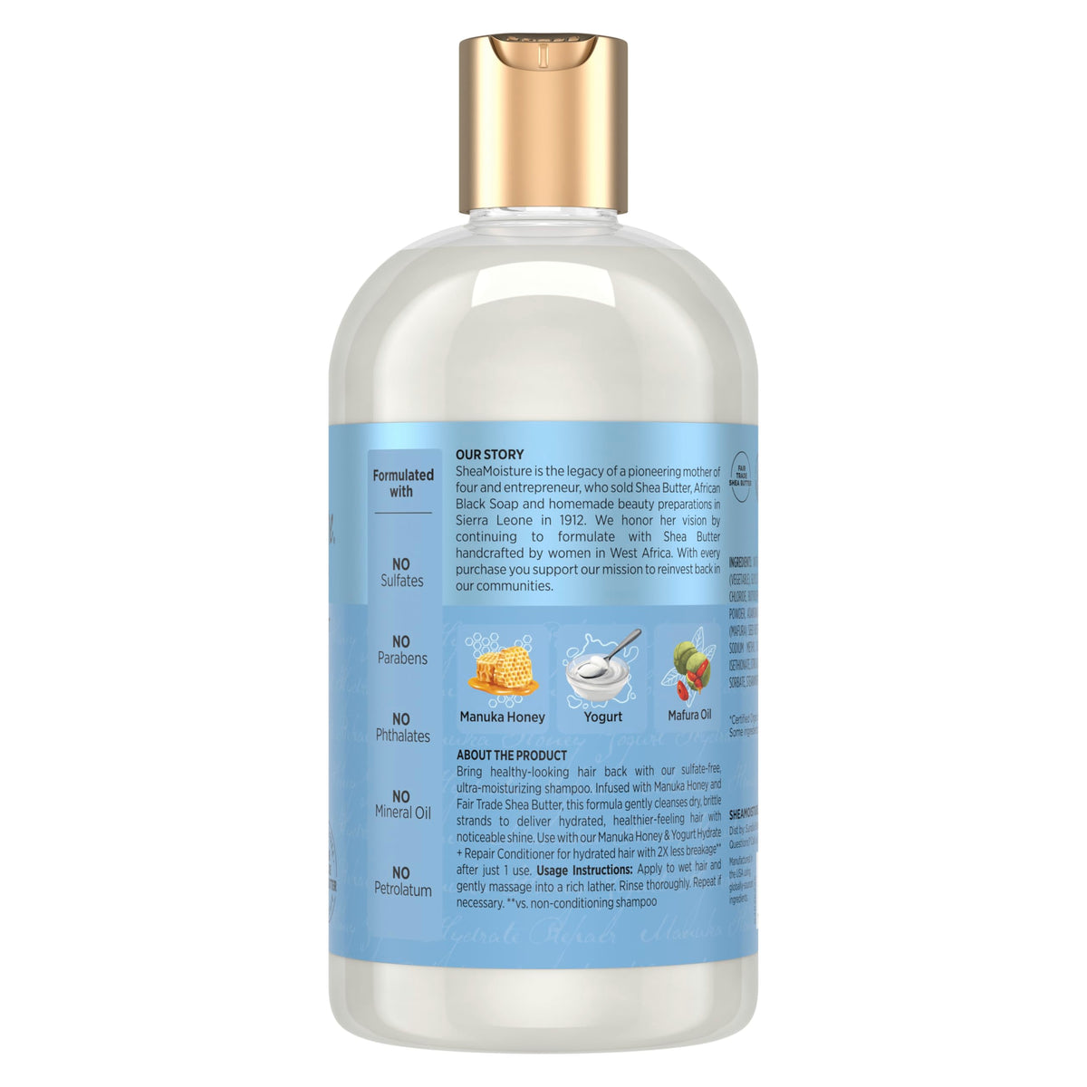 SheaMoisture Shampoo Hydrate and Repair for Damaged Hair with Manuka Honey and Shea Butter 13 oz