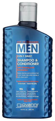 GIOVANNI Men 2 in 1 Daily Shampoo and Conditioner - Ginseng & Eucalyptus Botanicals, Cleansing & Moisturizing Hair Care for Men, Color-Safe Beauty & Personal Care GIOVANNI