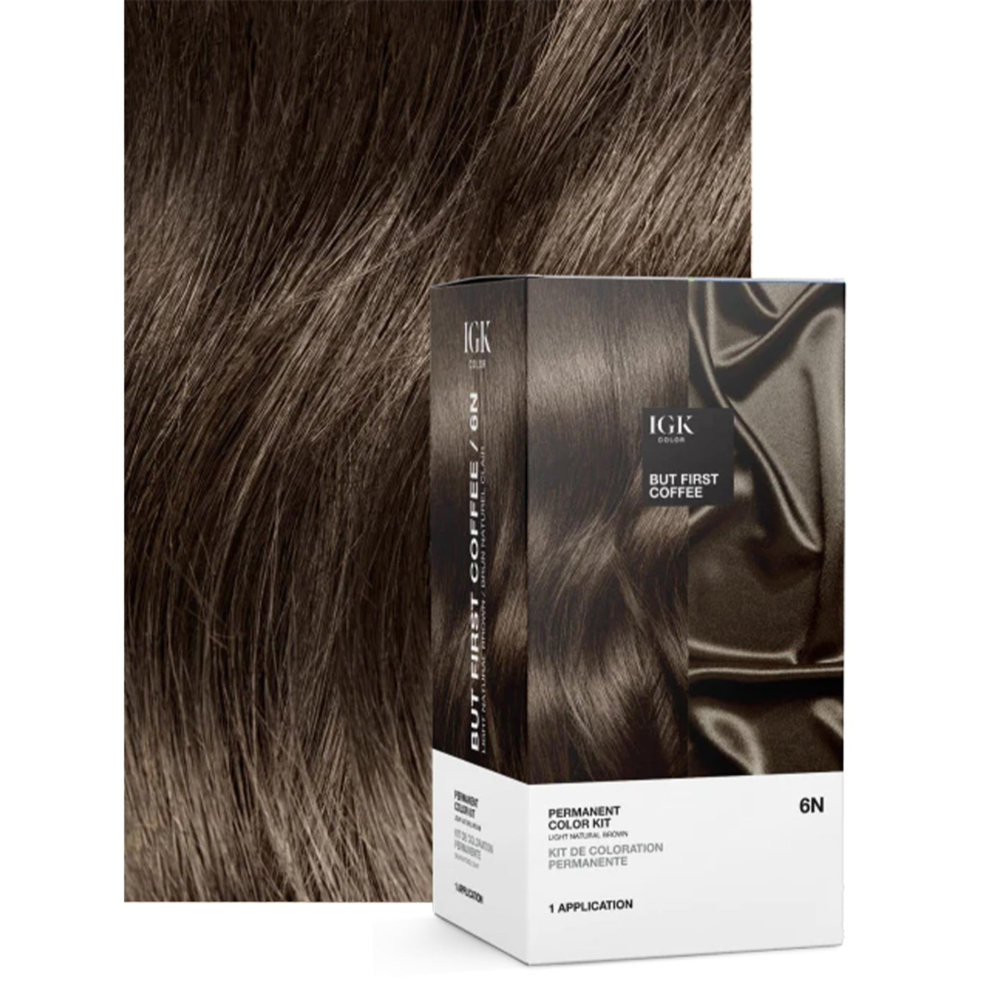 IGK Permanent Hair Color Kit | 6N But First Coffee - Light Natural Brown | 100% Gray Color Coverage + Strengthen + Shine | Ammonia Free Beauty & Personal Care IGK