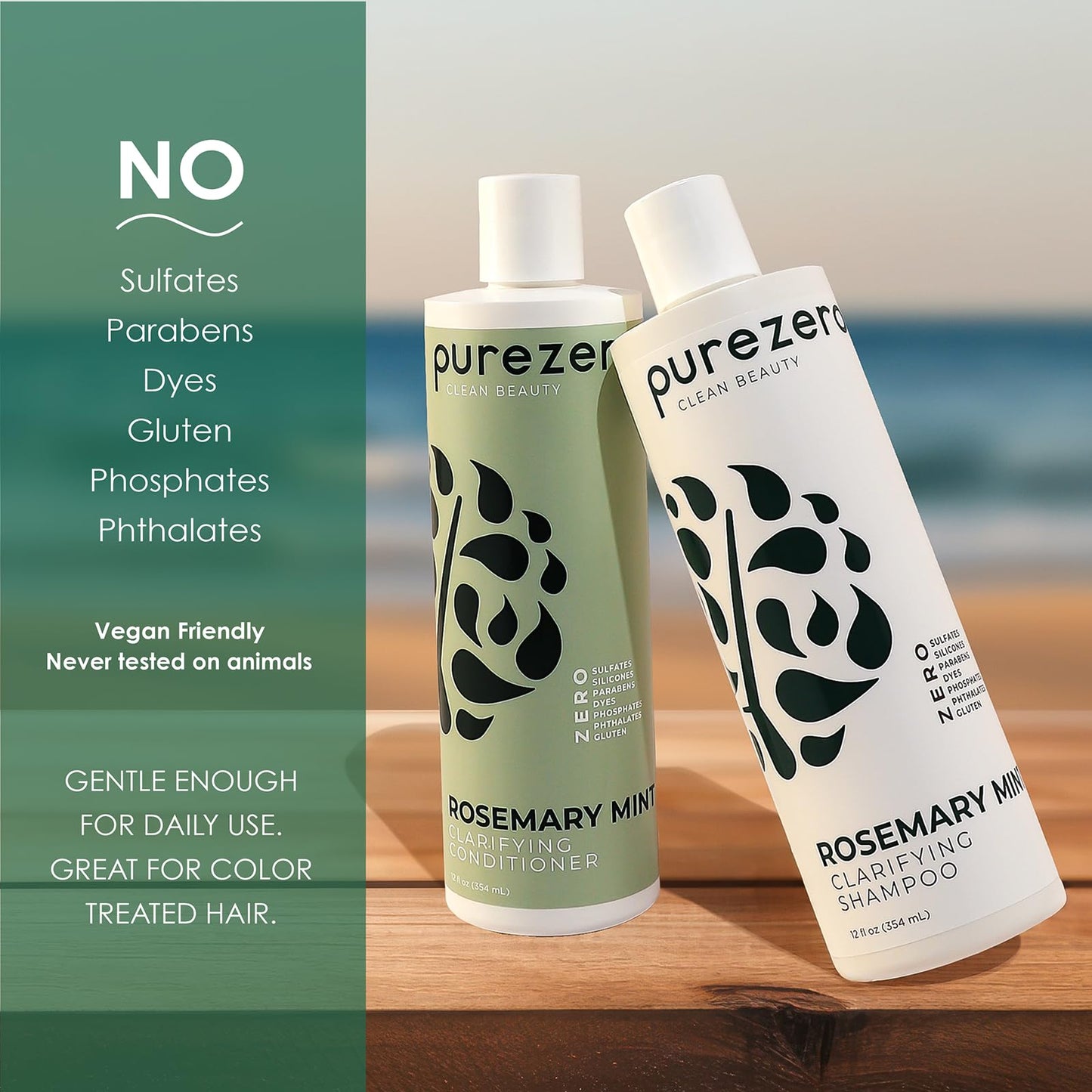 Purezero Rosemary Mint Clarifying Silicone Free Shampoo & Conditioner Set - Vegan Duo for Balanced Scalp, Build-Up Removal & Fresh Minty Finish Beauty & Personal Care Purezero