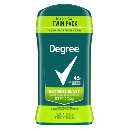 Degree Men Original Protection Antiperspirant Deodorant Extreme Blast Twin Pack 48-Hour Sweat and Odor Protection Antiperspirant For Men 2.7 oz Beauty and Personal Care Degree