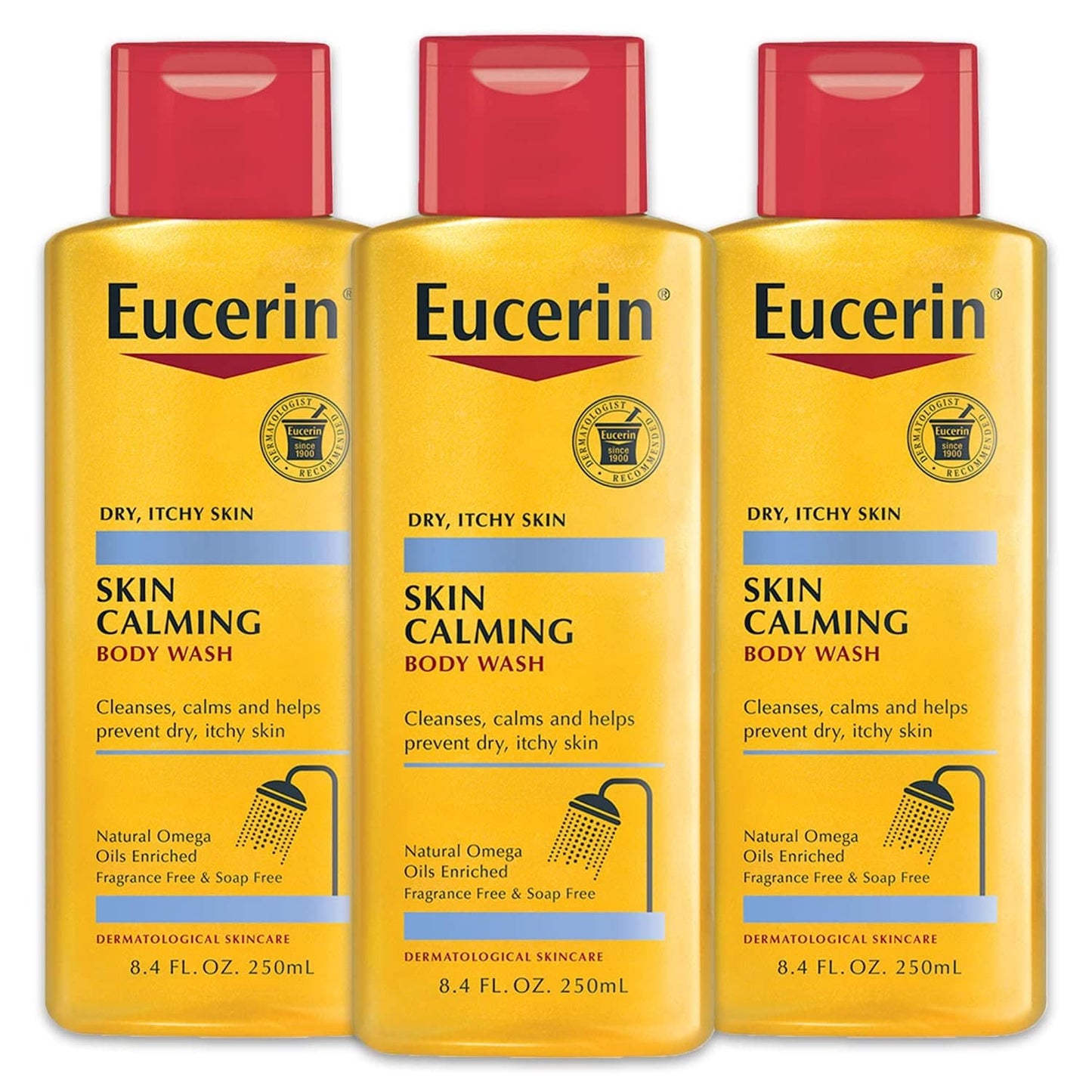 Eucerin Skin Calming Body Wash - Cleanses and Calms to Help Prevent Dry, Itchy Skin - 8.4 fl. oz. Bottle (Pack of 3) Beauty & Personal Care Eucerin